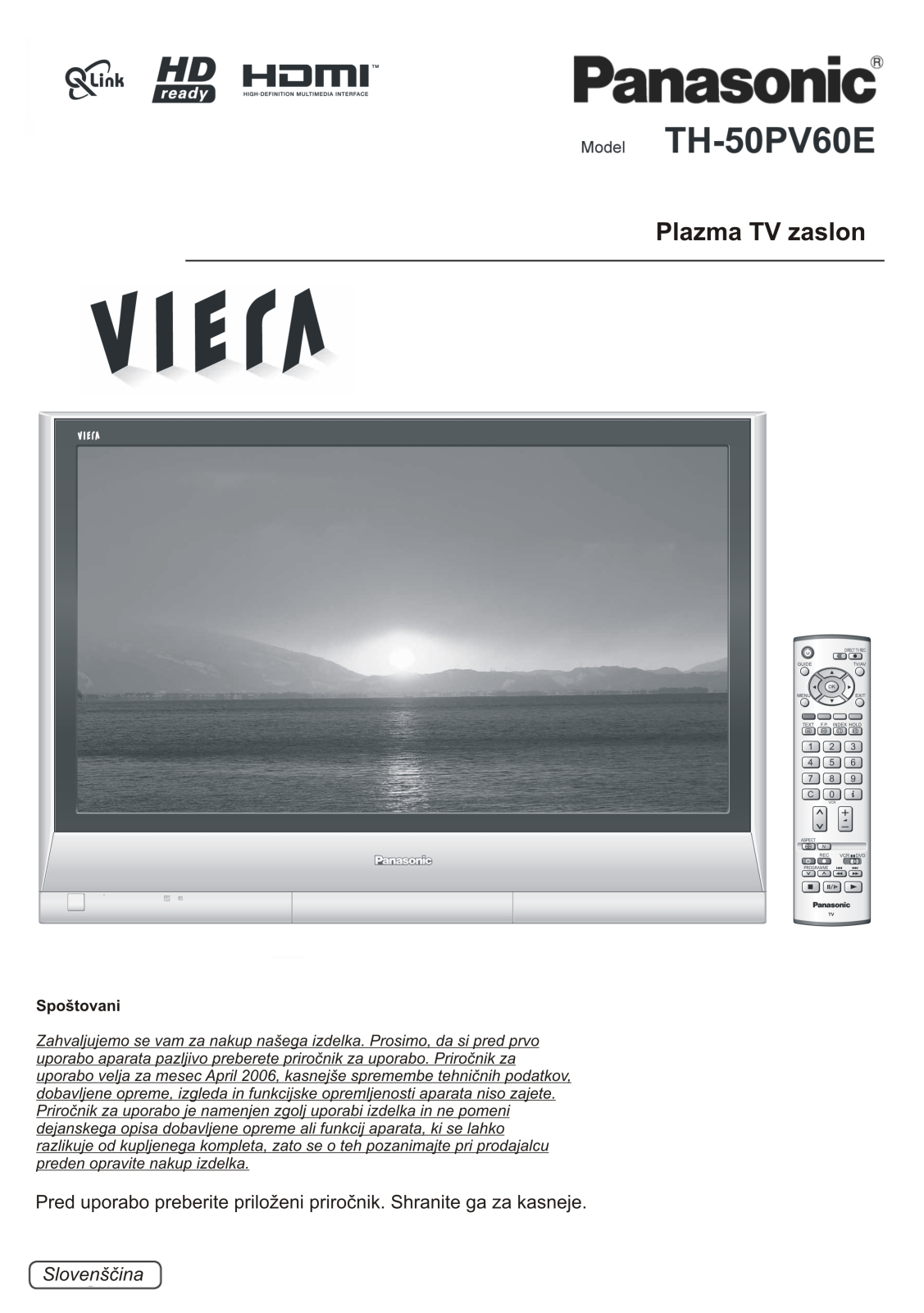 Panasonic TH-50PV60E User Manual