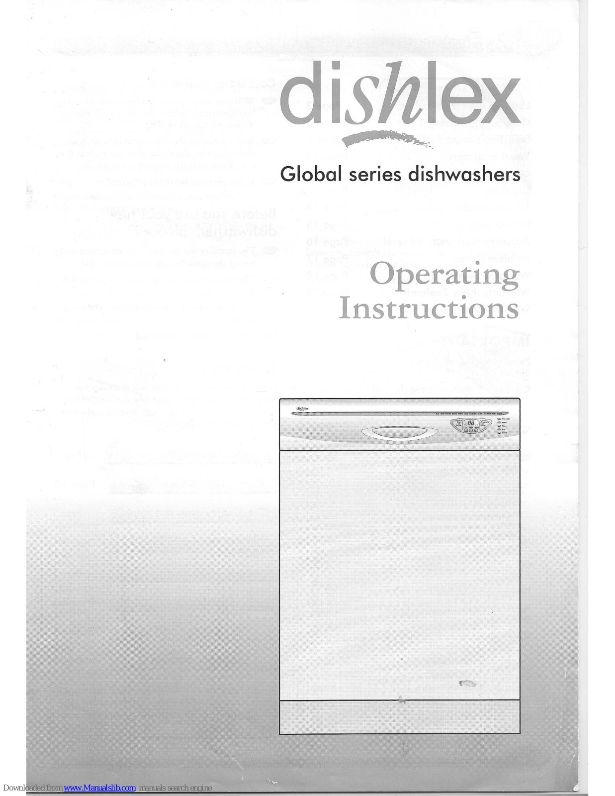 Dishlex Global Series Operating Instructions Manual