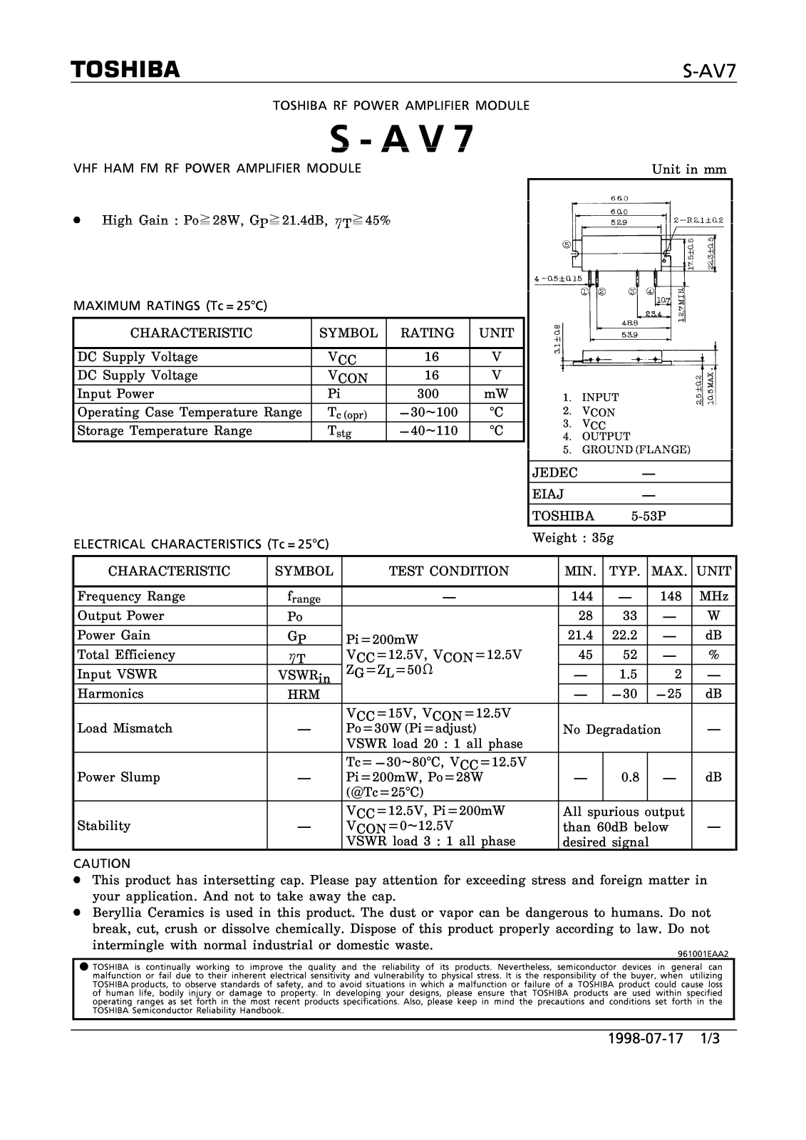 Datasheet S-AV7 Specification - ManualMachine.com