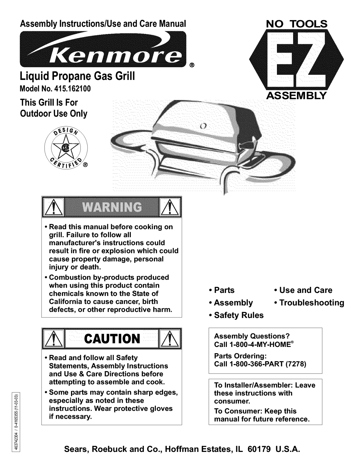 Kenmore 415162100 Owner’s Manual