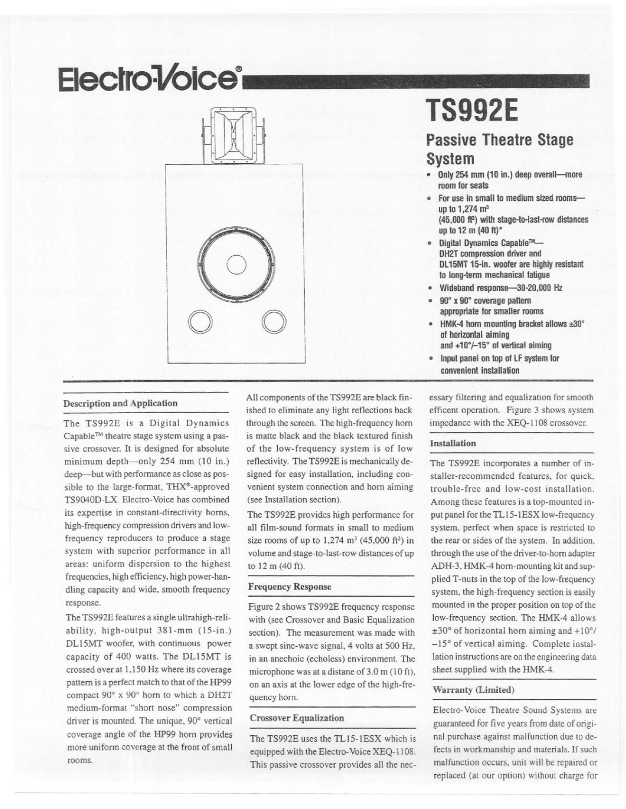 Electro-voice TS992E DATASHEET