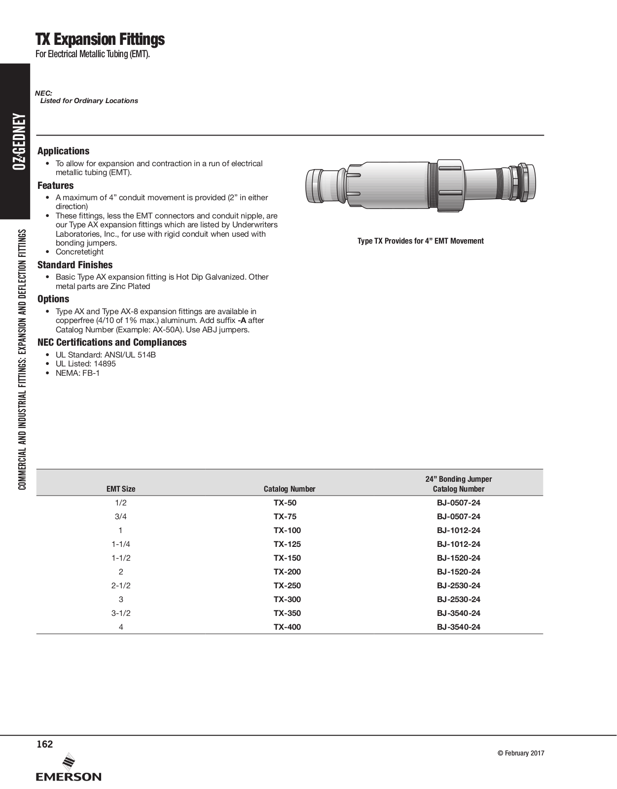 Appleton TX Expansion Fittings Catalog Page