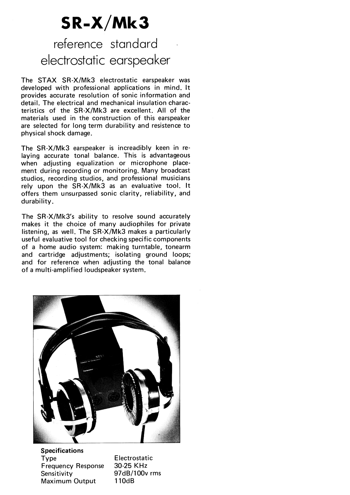 Stax SRX Mk3 Brochure