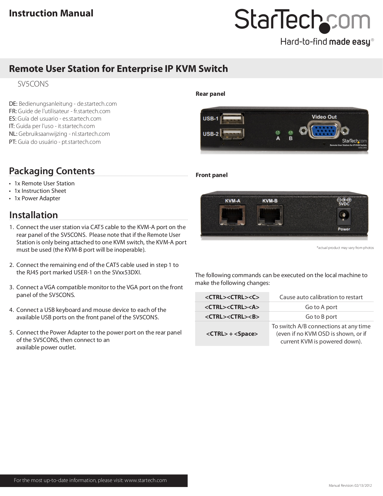 StarTech.com SV5CONS User Manual