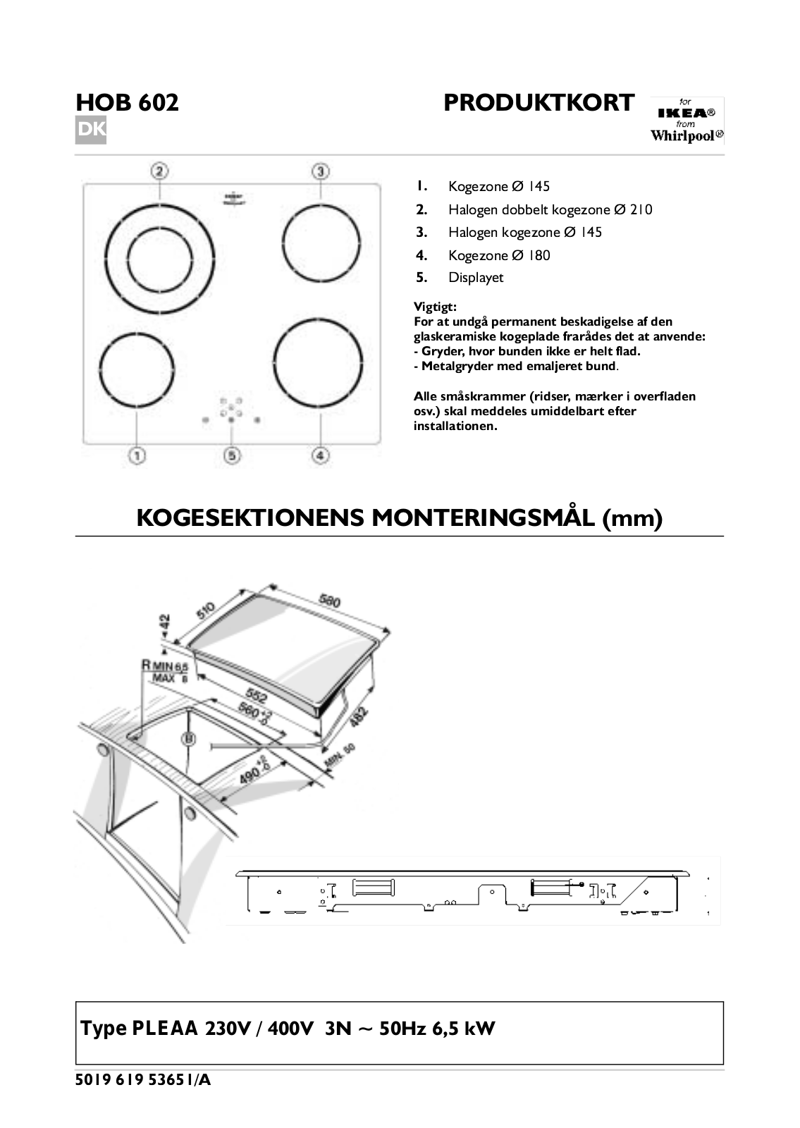 Whirlpool HOB 602 AL N, HOB 602 S N INSTRUCTION FOR USE