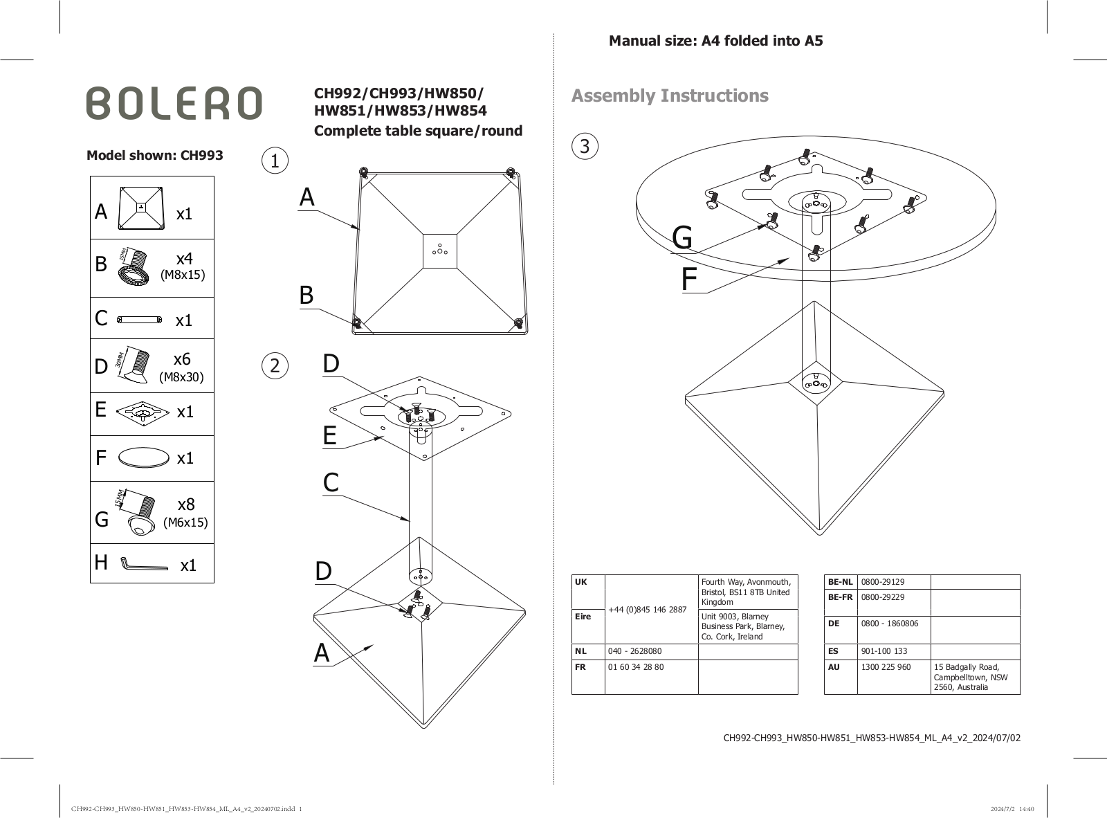 Bolero CH992, CH993, HW850, HW851, HW853 User Manual - ManualMachine.com