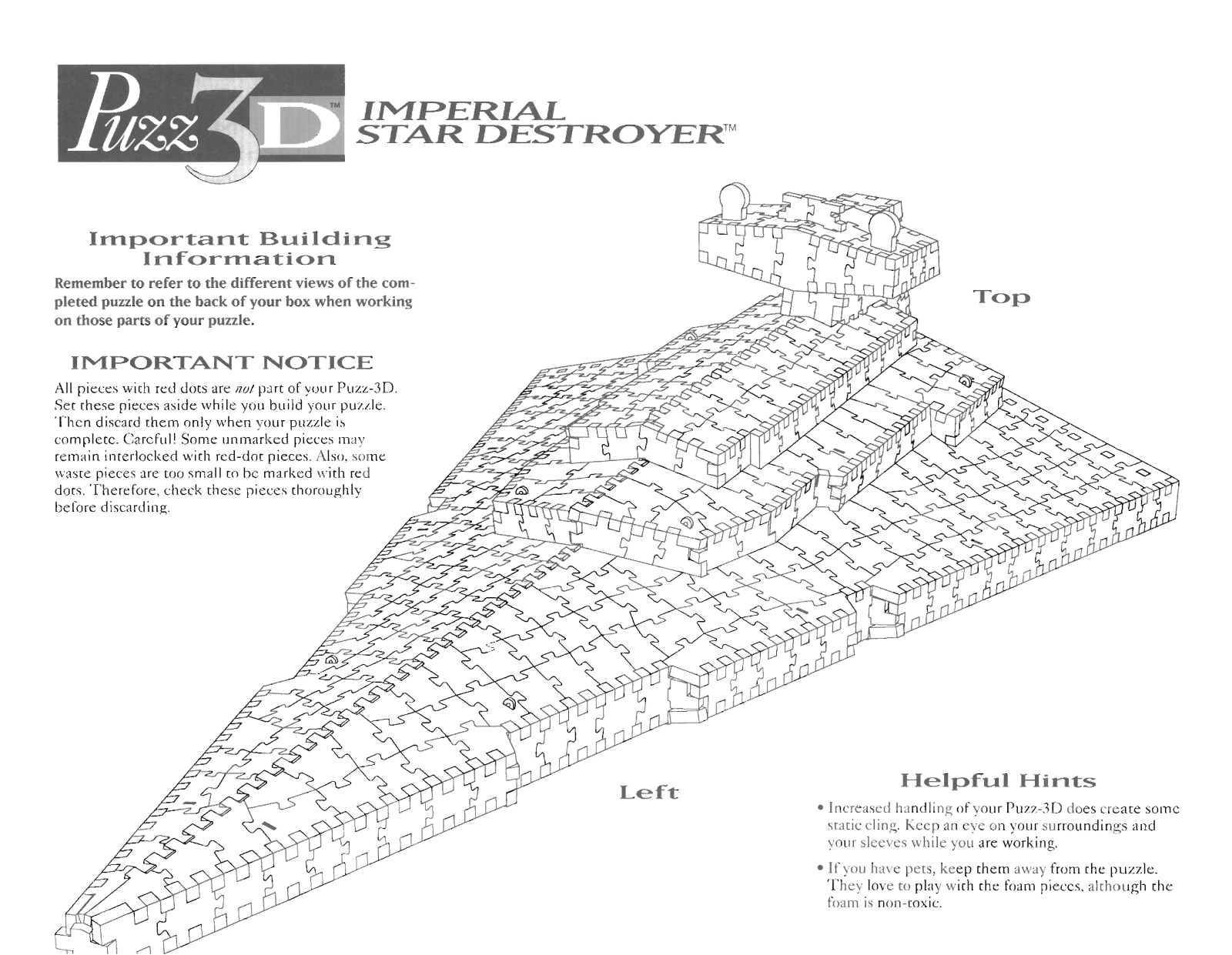 HASBRO Imperial Star Destroyer tm Puzz-3D User Manual