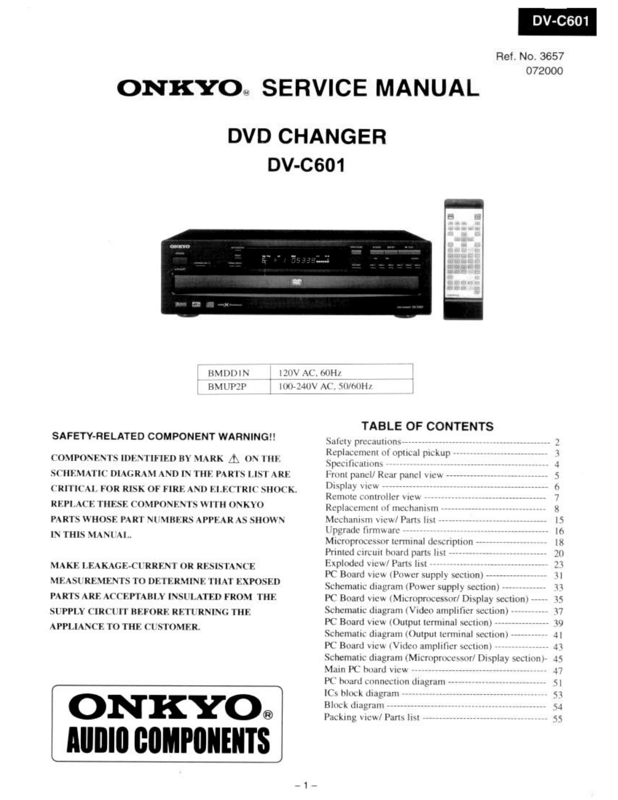 Onkyo DVC-601 Service manual