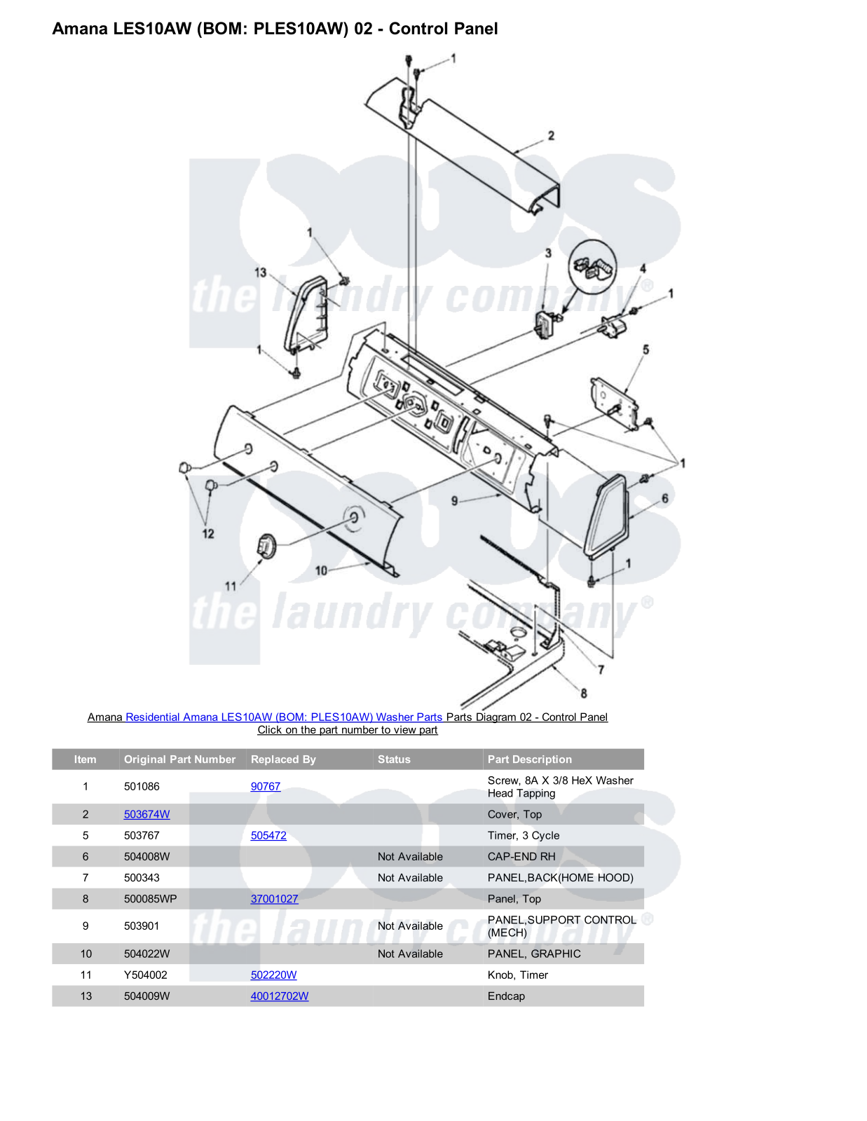 Amana LES10AW Parts Diagram