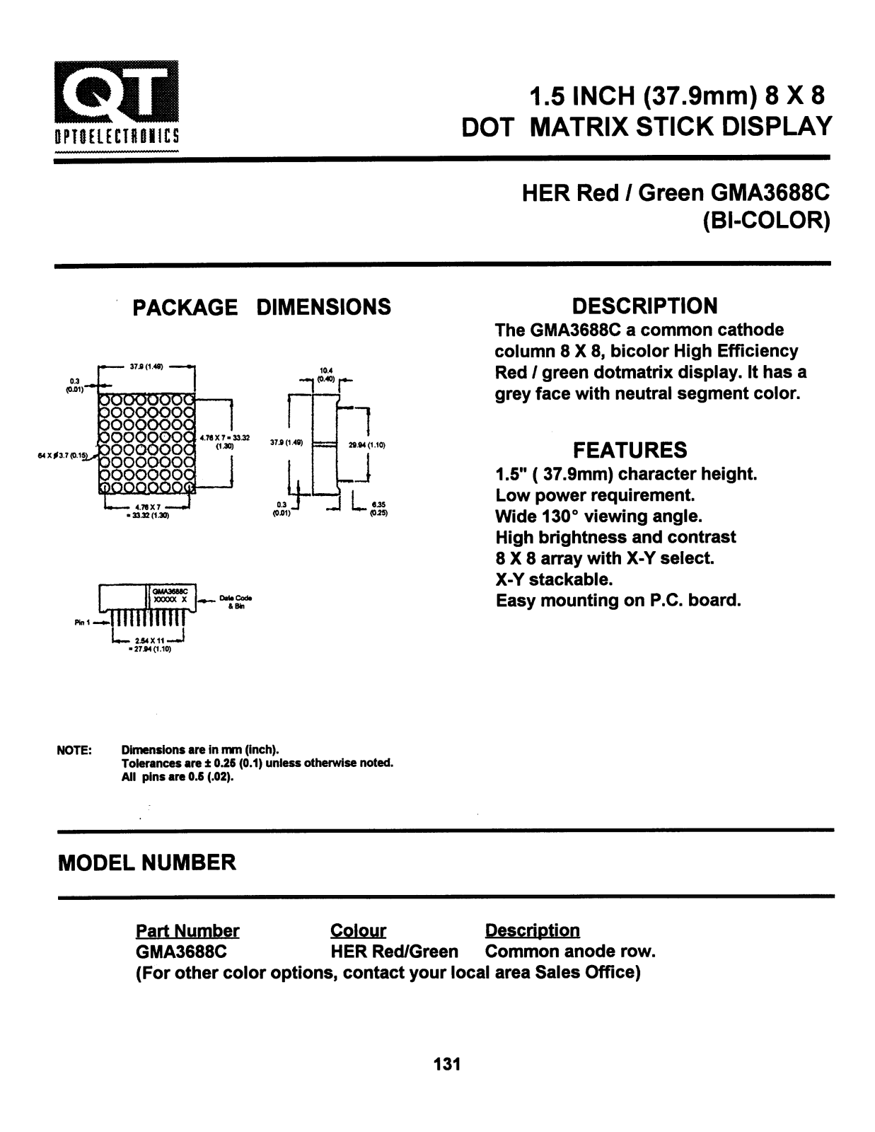 QT GMA3688C Datasheet