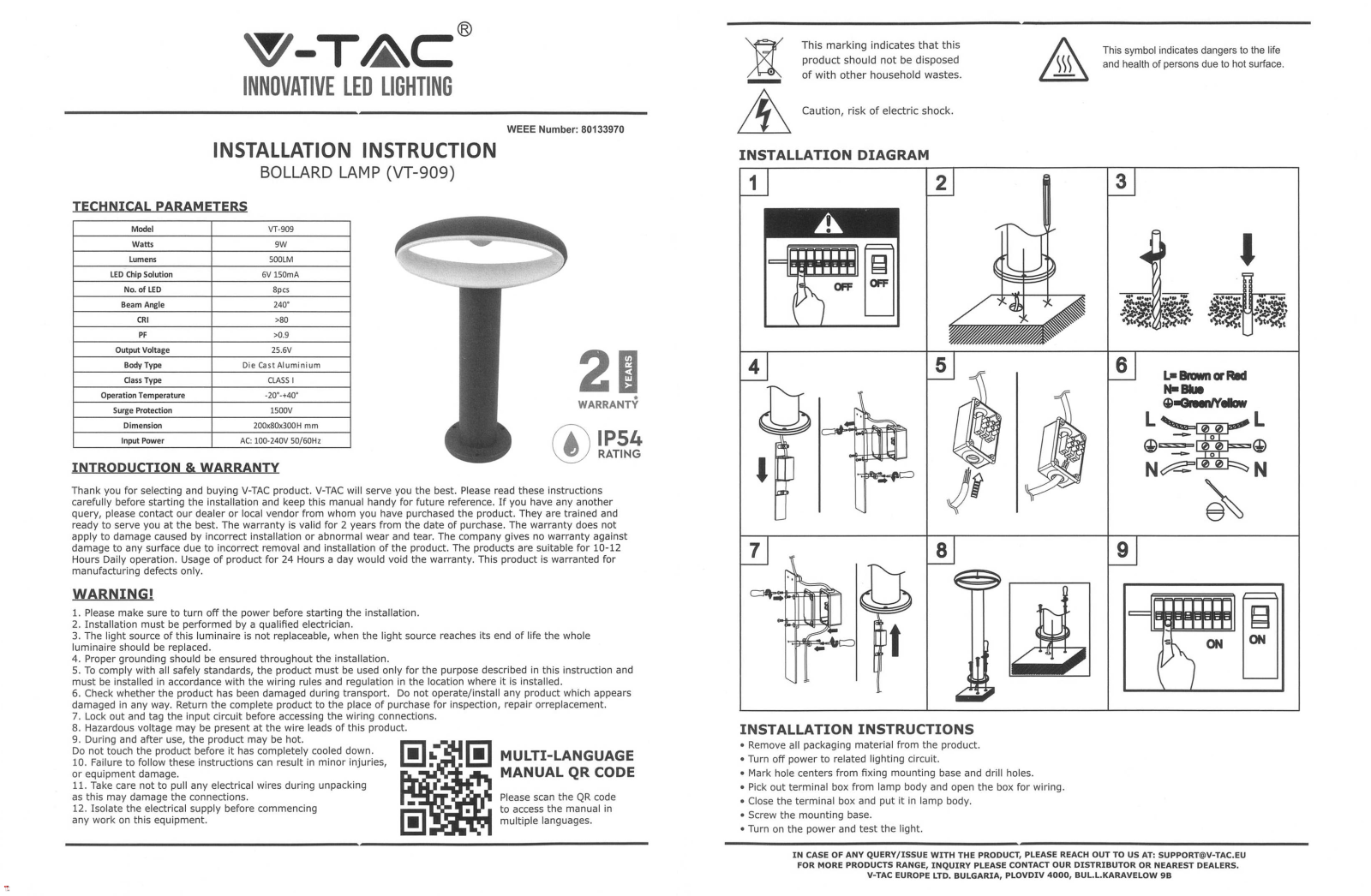 V-Tac VT-909 User manual