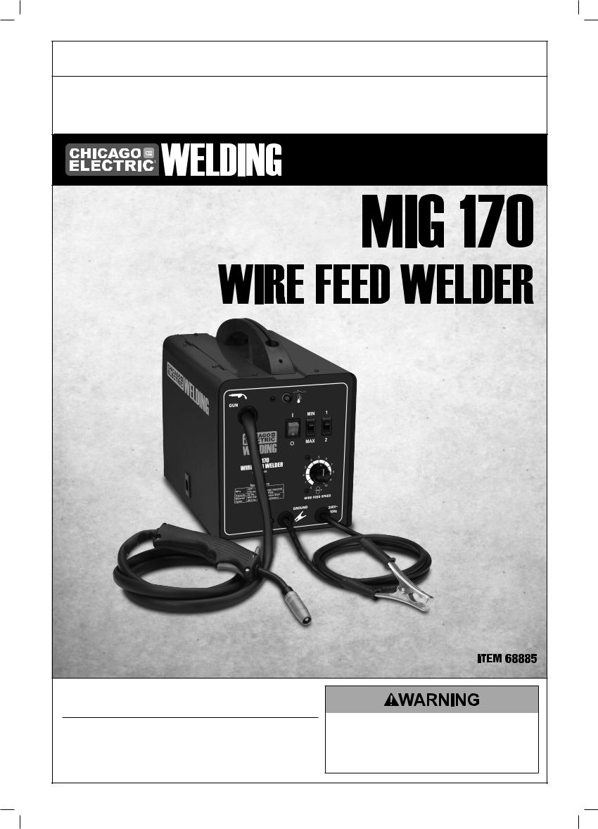 Chicago Electric MIG 170 User Manual