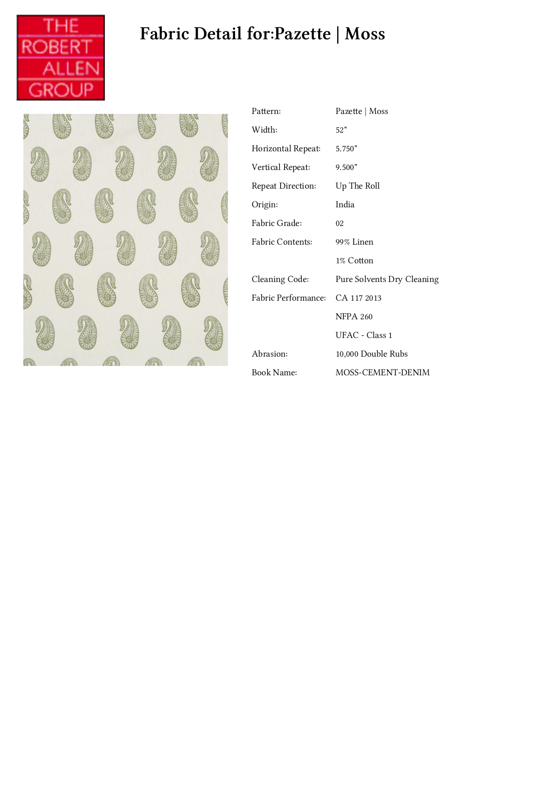 Robert Allen RALF1338 Specifications - ManualMachine.com