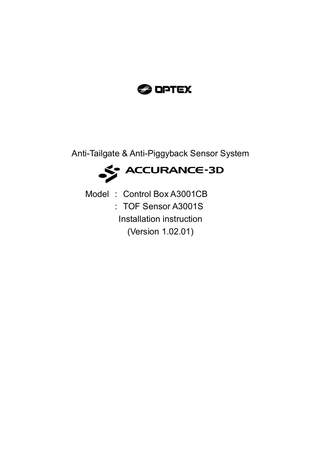 Optex A3001CB, A3001S User Manual