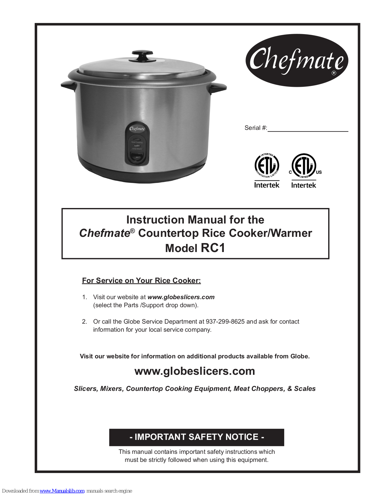Chefmate RC1 Instruction Manual - ManualMachine.com