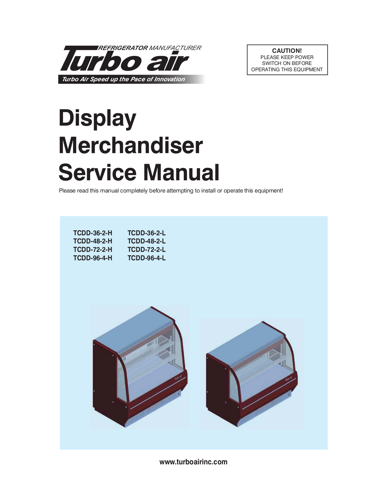 Turbo Air TCDD-96-4H Operator’s Manual