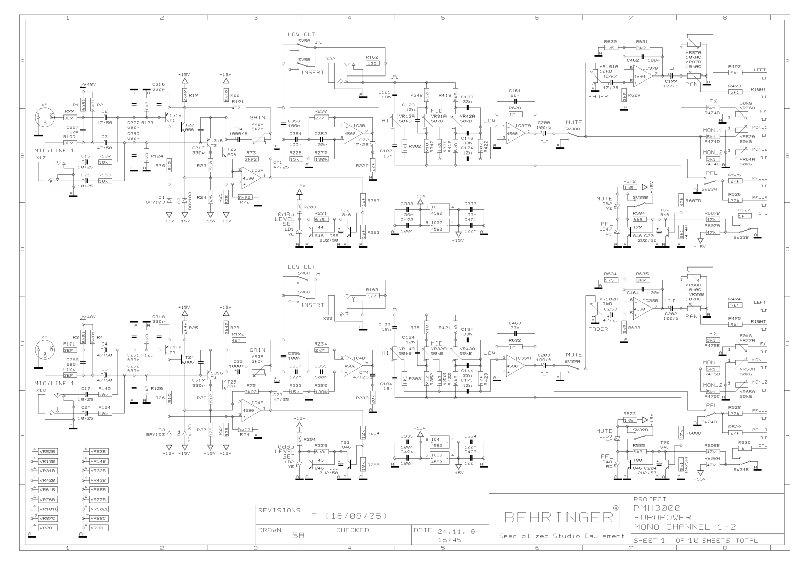 Behringer PMH-3000 Schematic