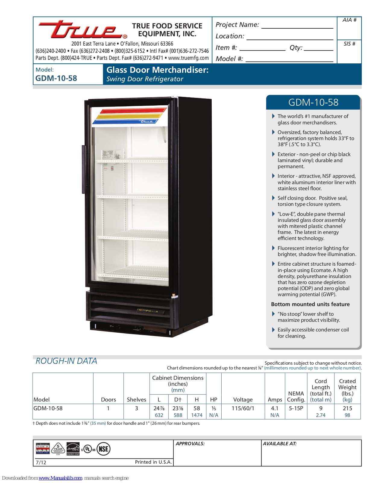 True GDM-10-58 Quick Manual