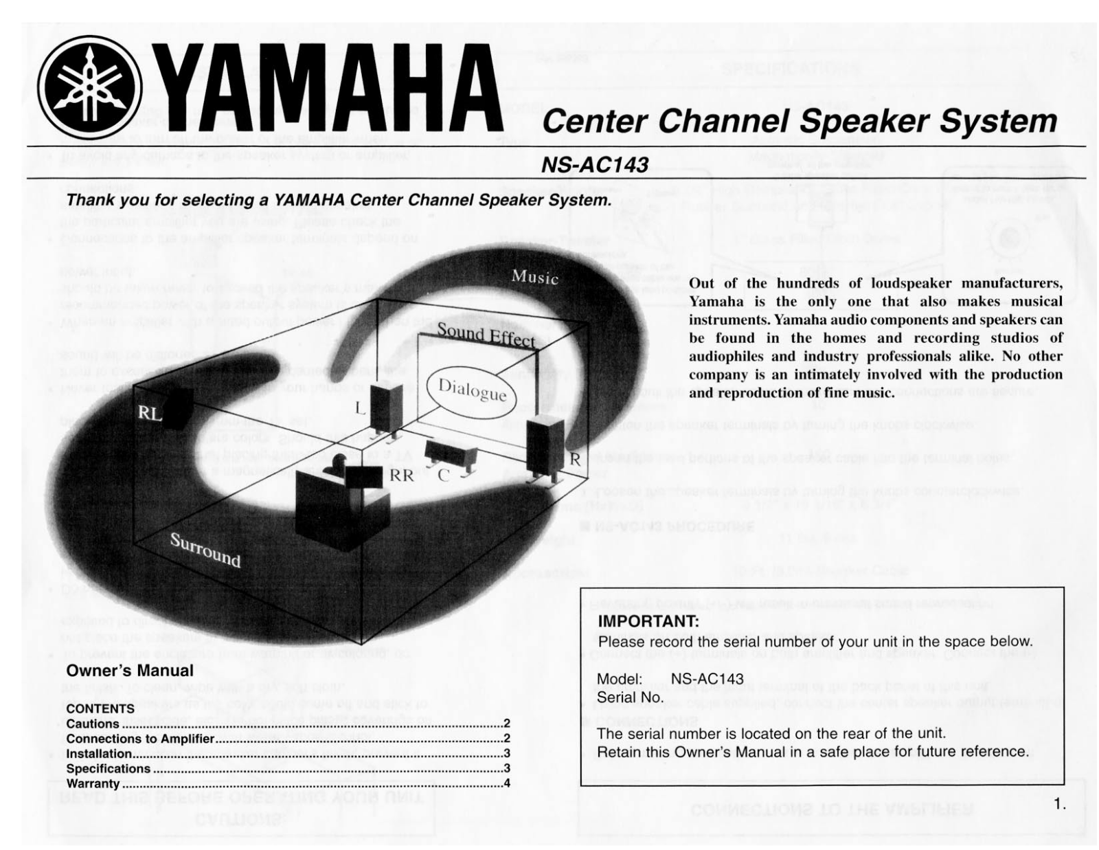 Yamaha NS-AC143 Owner's Manual