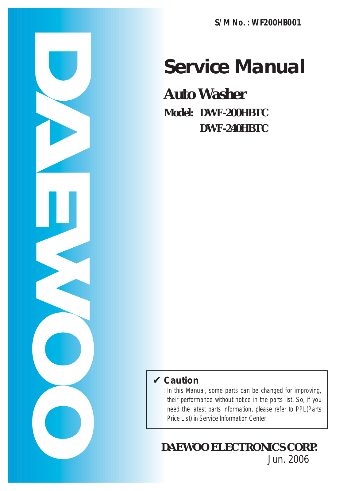 Daewoo DWF-240HBTC, DWF-200HBTC Service Manual