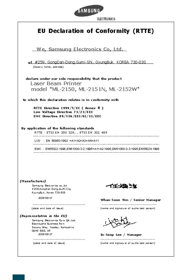 Samsung ML-2151N, ML-2152W, ML-2150 User Manual