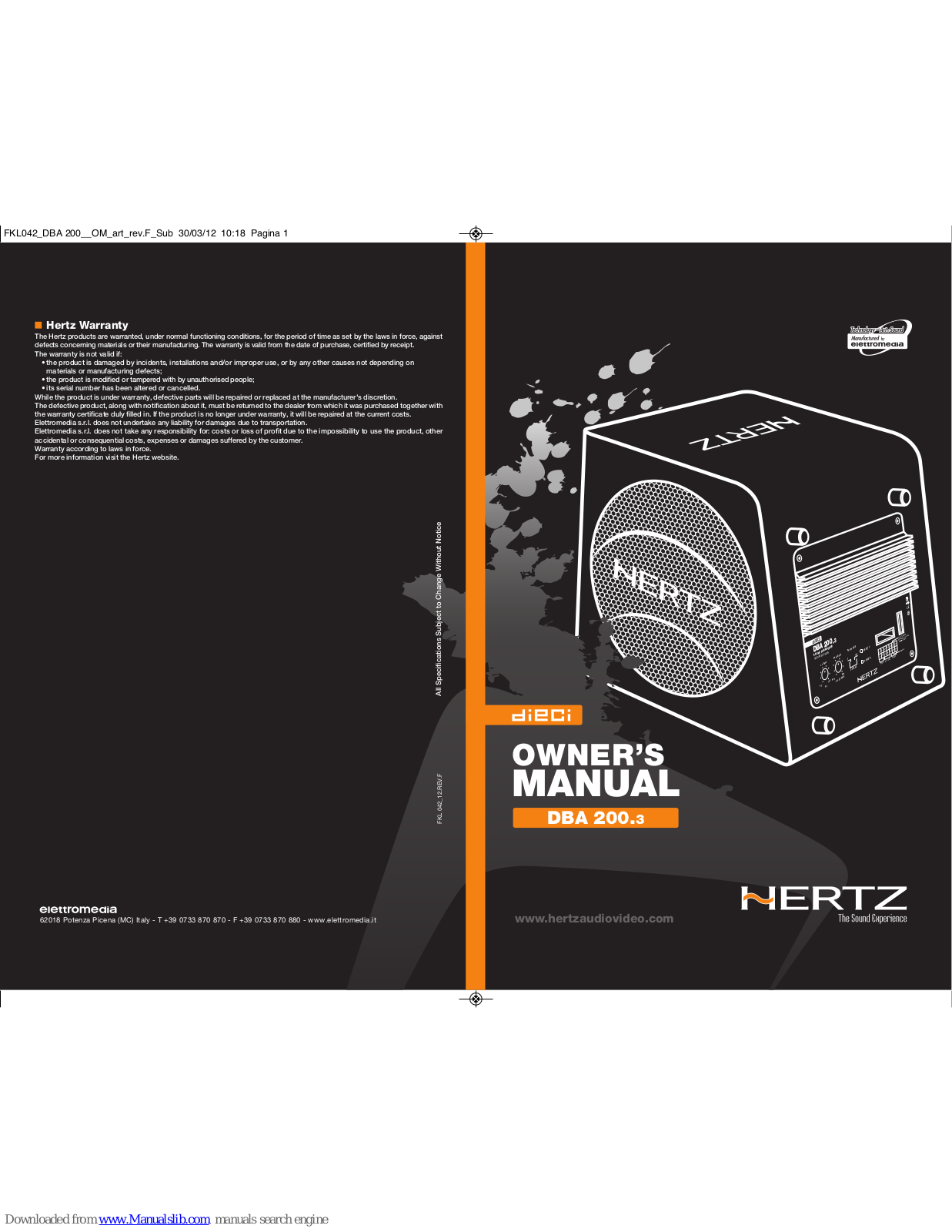 Hertz DBA 200.3 Owner's Manual