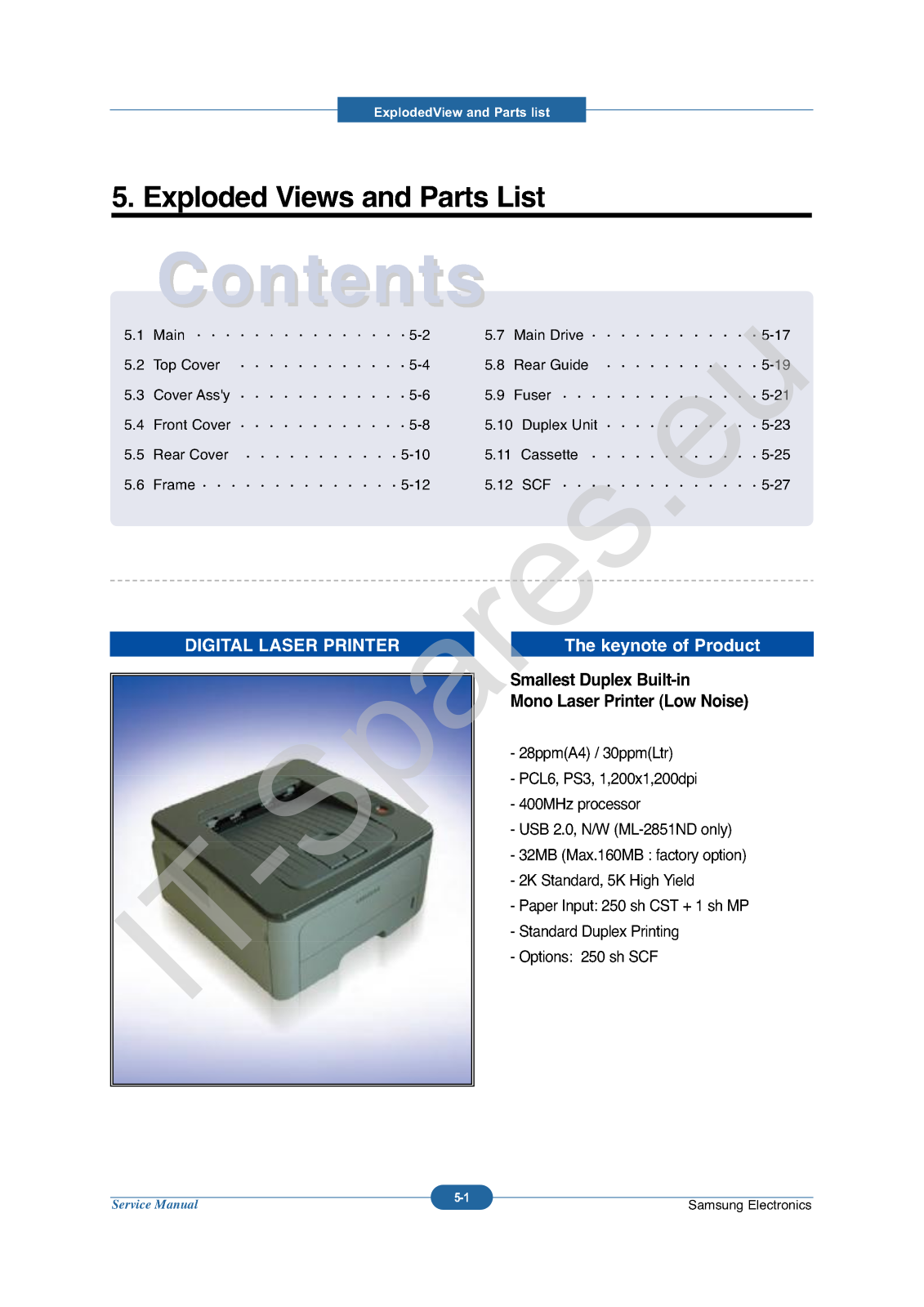 Samsung ML-2850d Parts Catalog