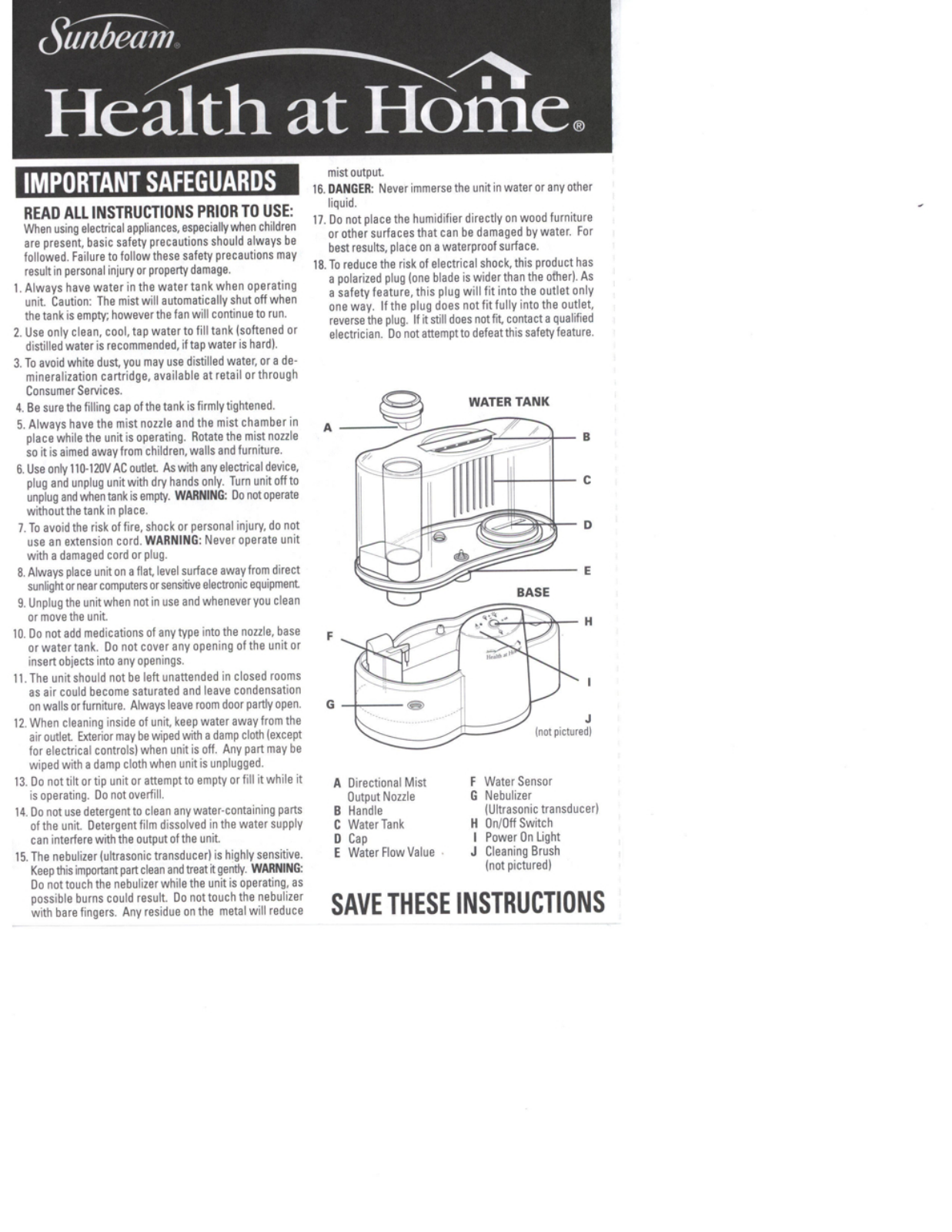 Sunbeam 699 User Manual