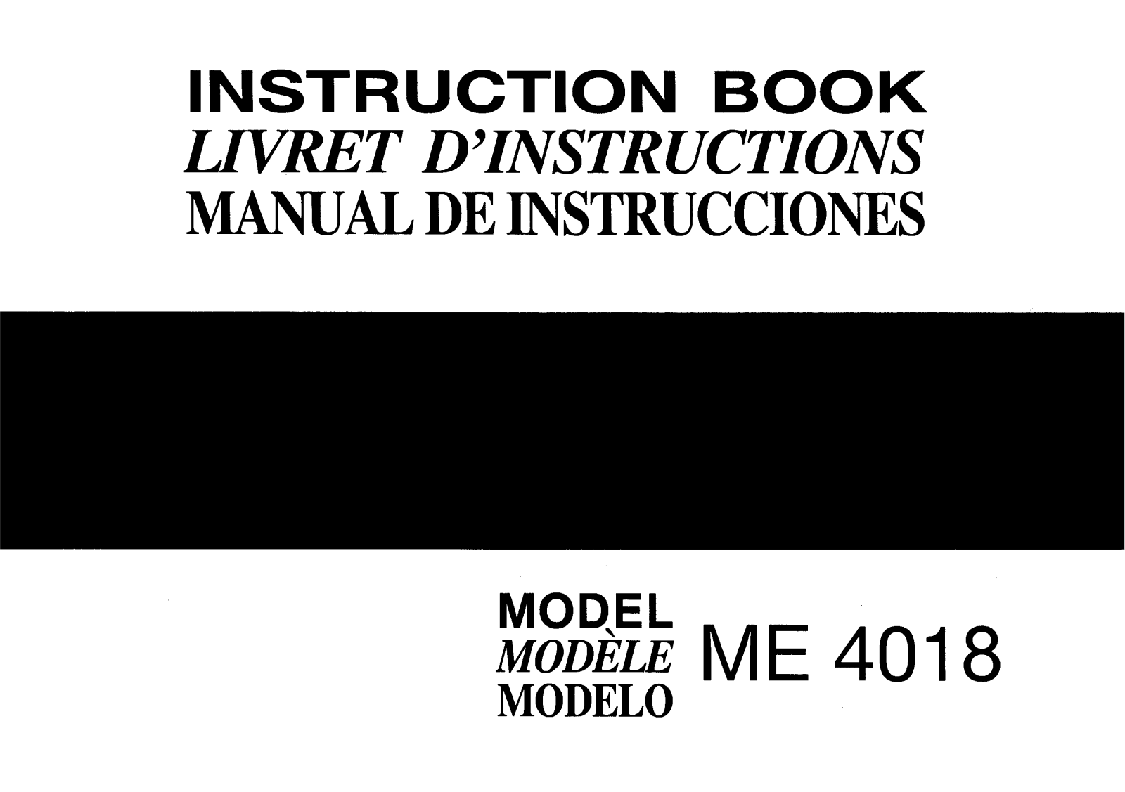 Janome ME4018 Instruction Manual