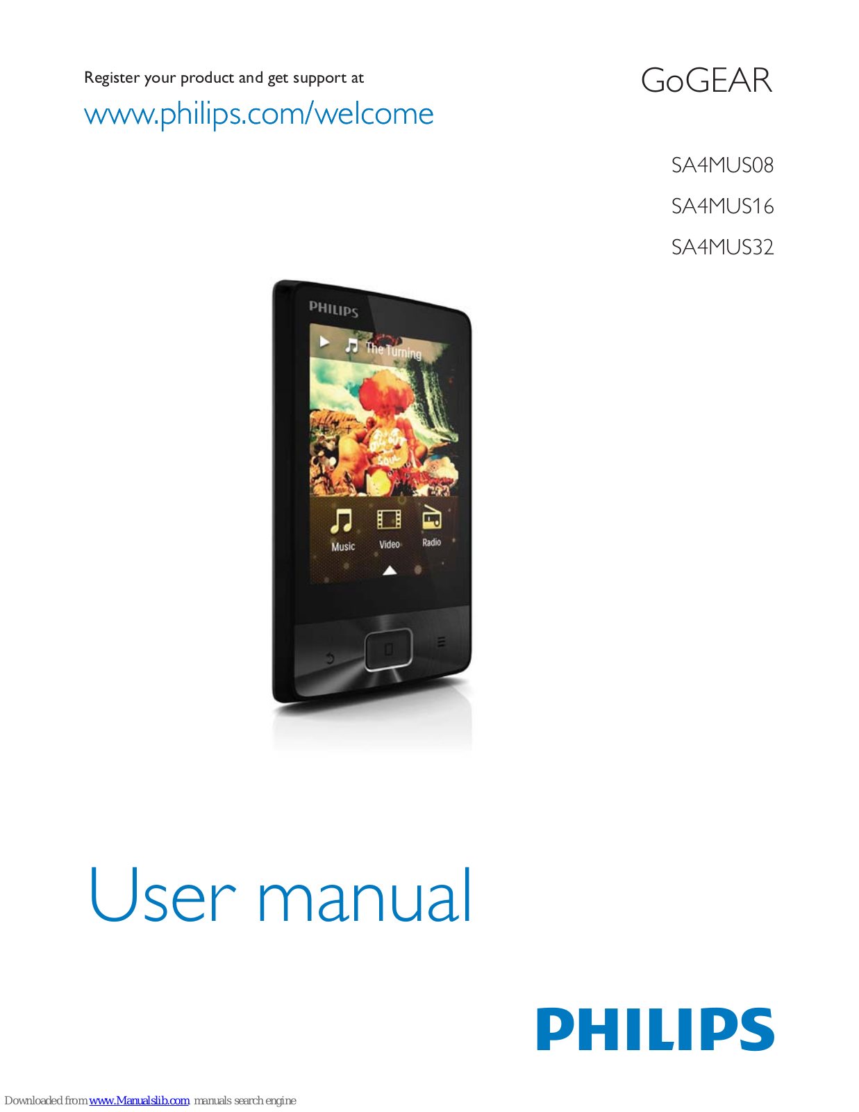 Philips SA4MUS08KF/97, GoGear SA4MUS16, GoGear SA4MUS32 User Manual