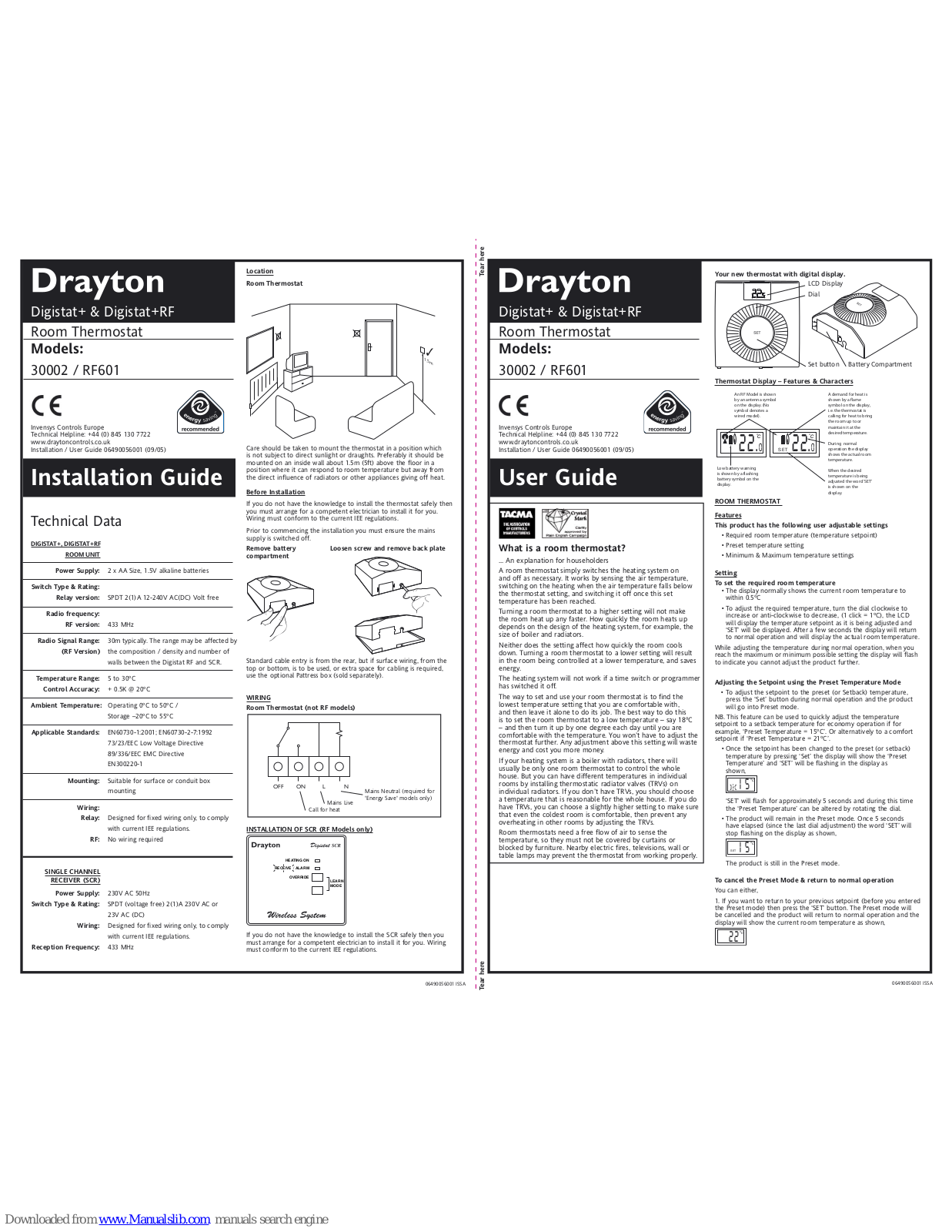 Drayton RF601 Installation Manual