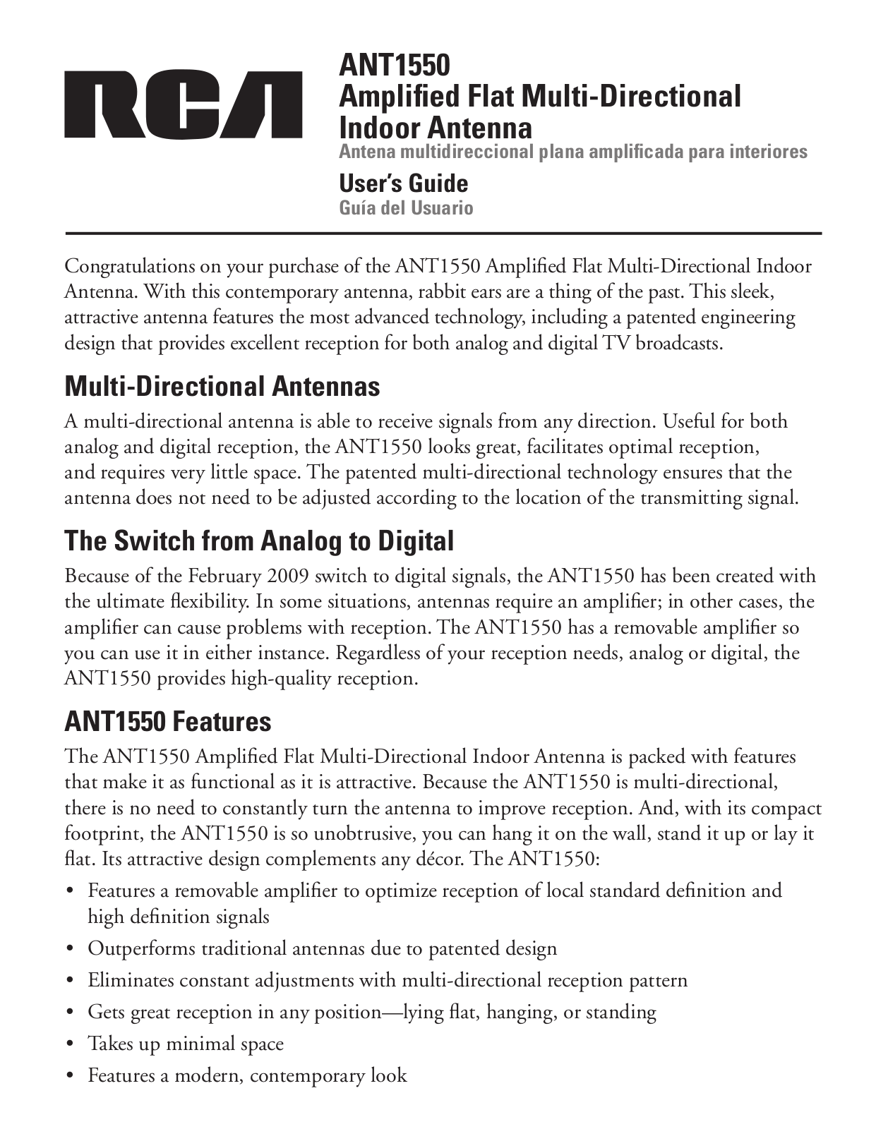 RCA ANT1550 Owner's Manual