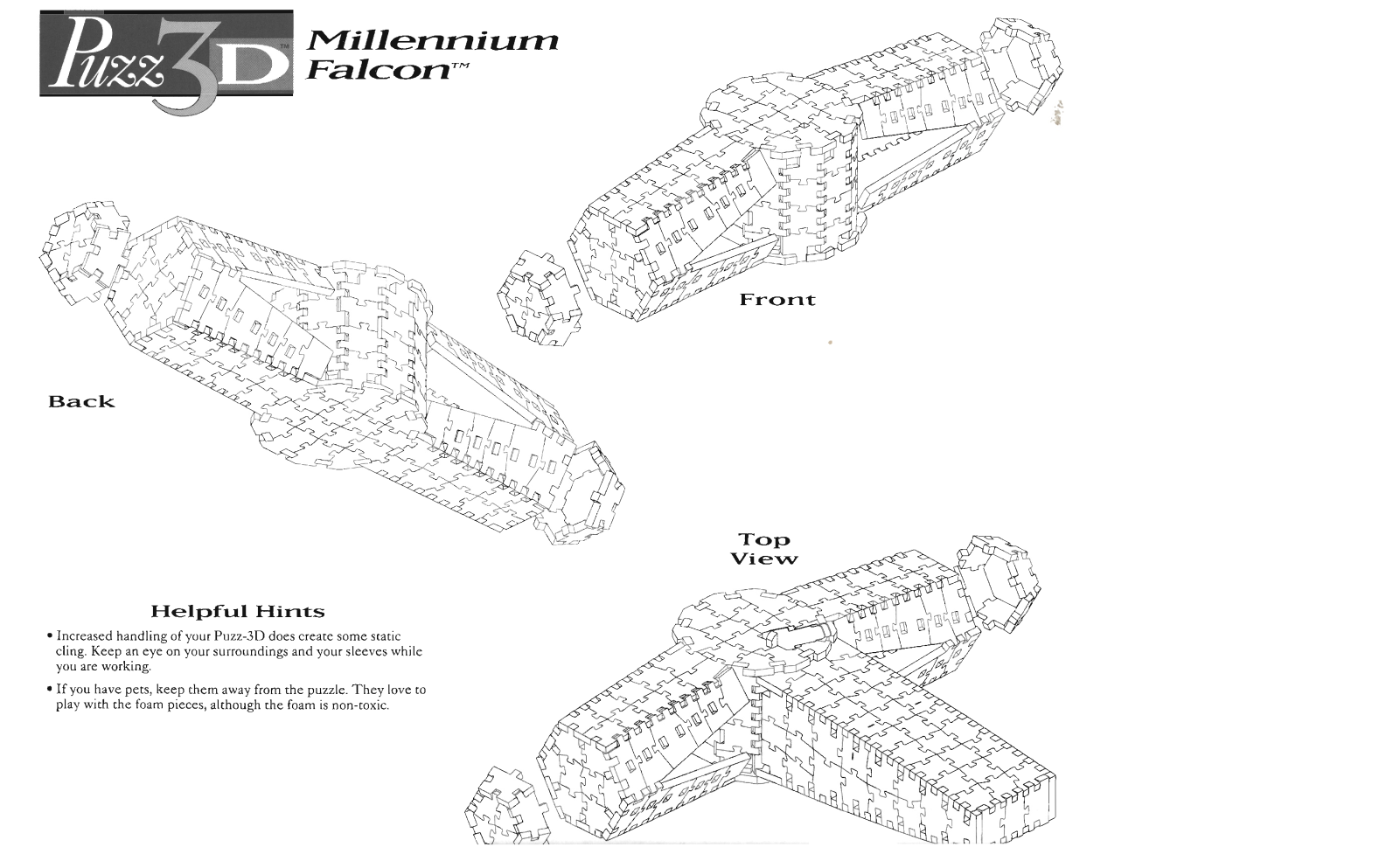 Hasbro PUZZ 3D MILLENIUM FALCON User Manual