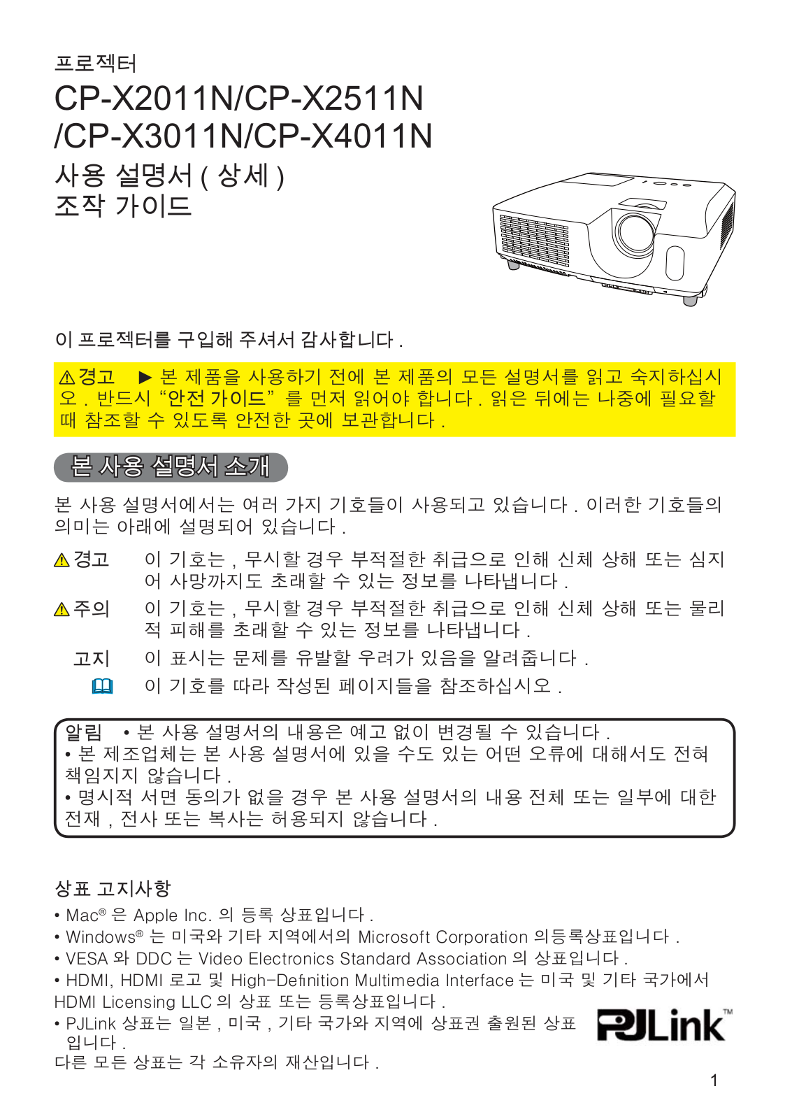 Hitachi CP-X4011N, CP-X2011N, CP-X3011N, CP-X2511N User Manual