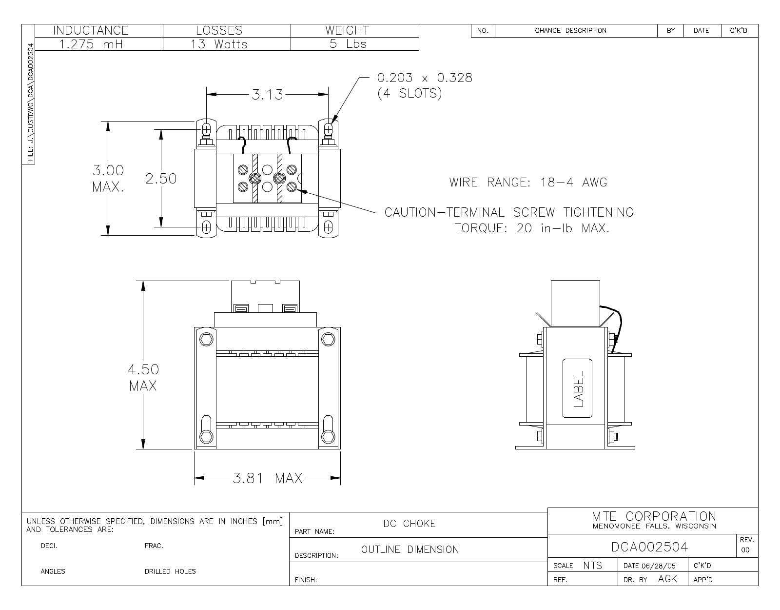 MTE DCA002504 CAD Drawings