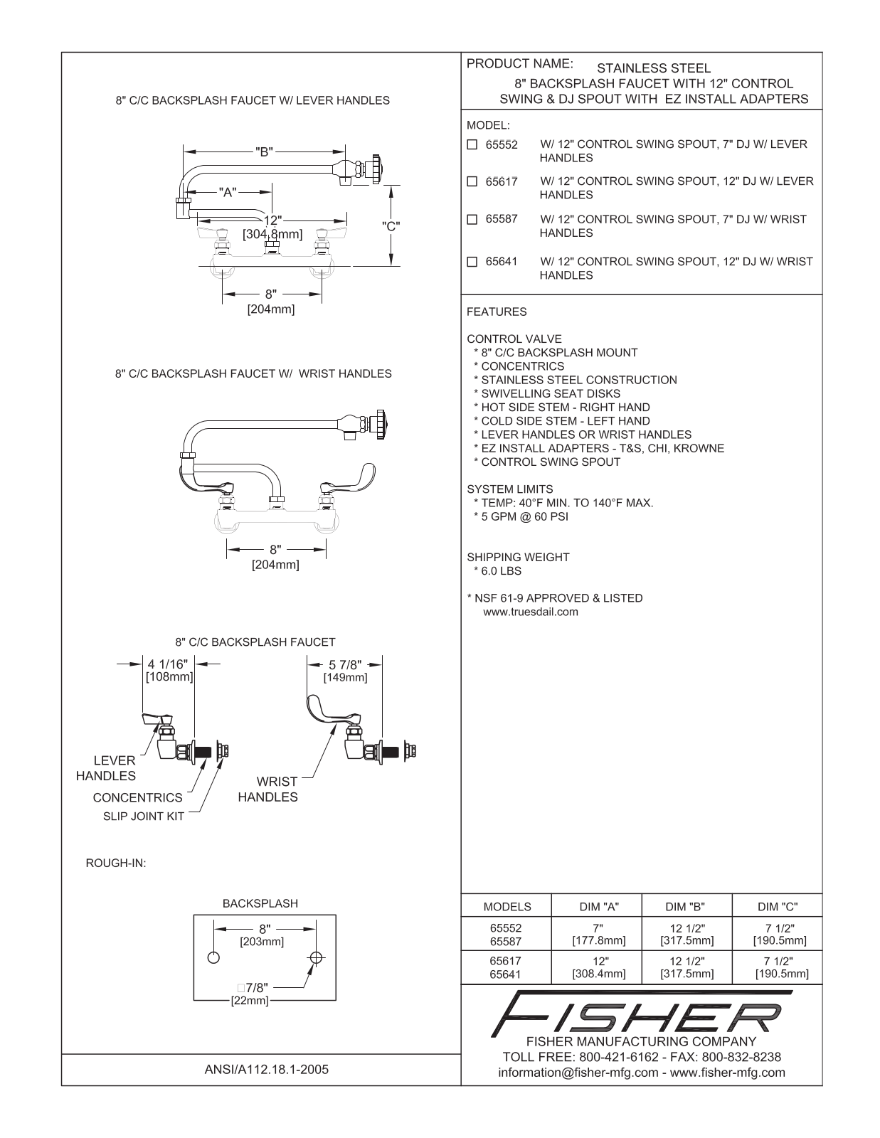 Fisher Manufacturing 65552 User Manual