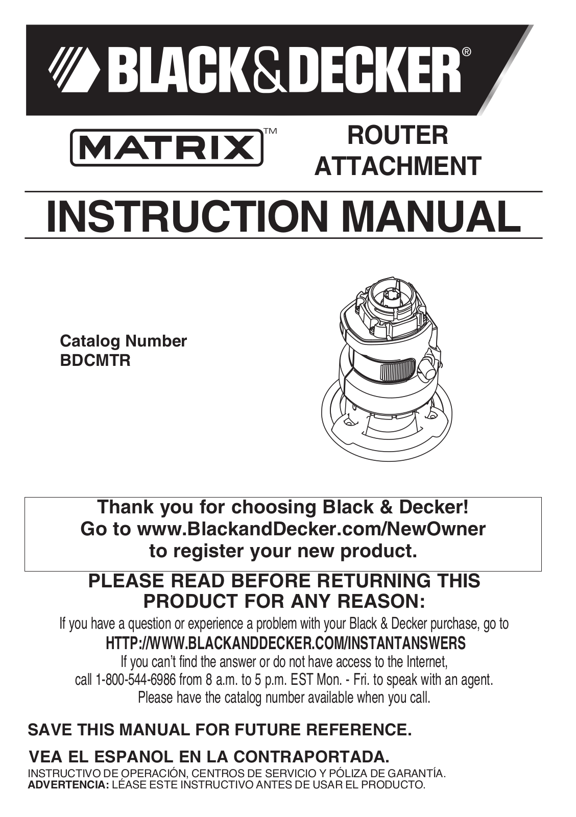 Black & Decker BDCMTR User Manual