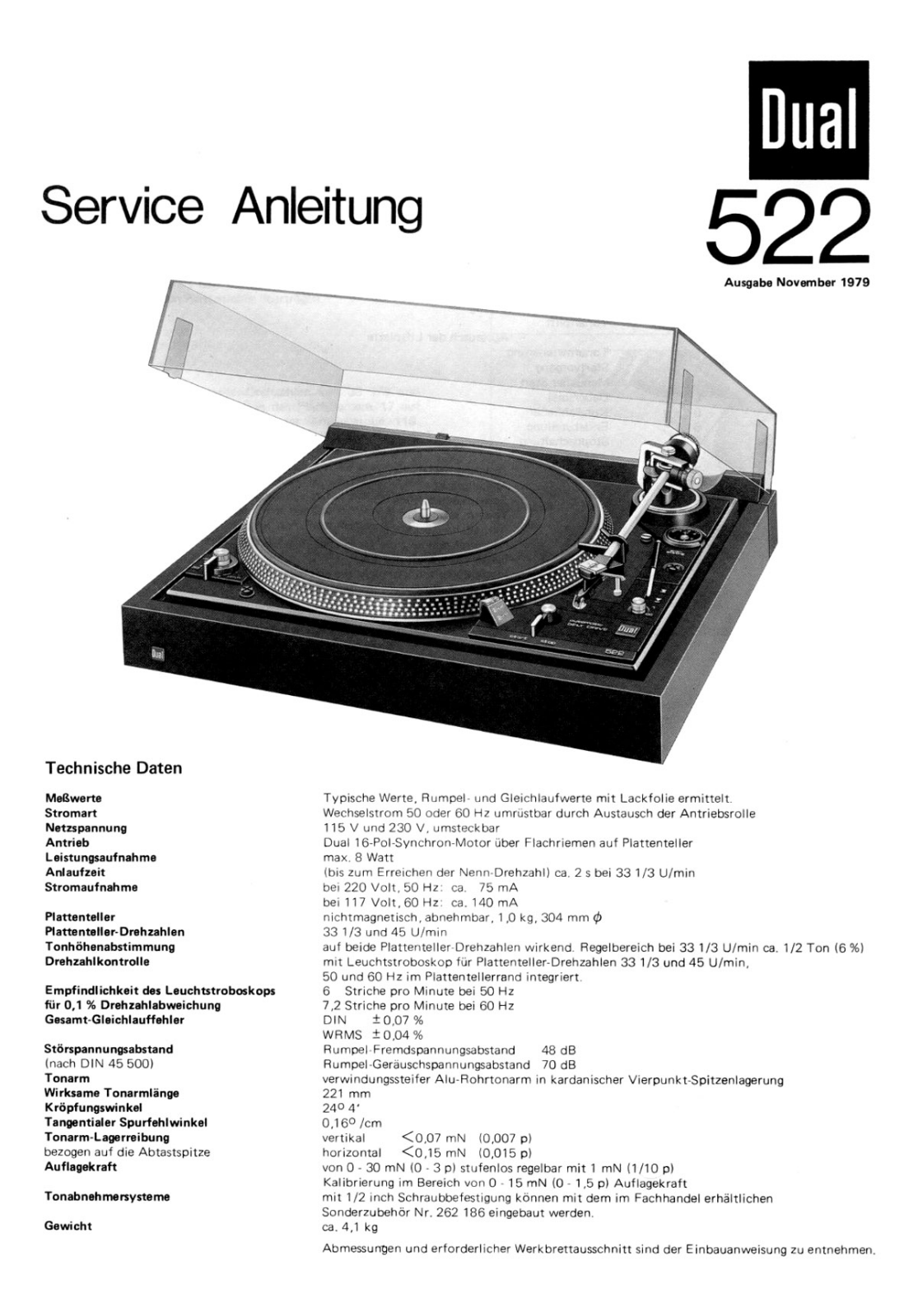 Dual 522 Service manual