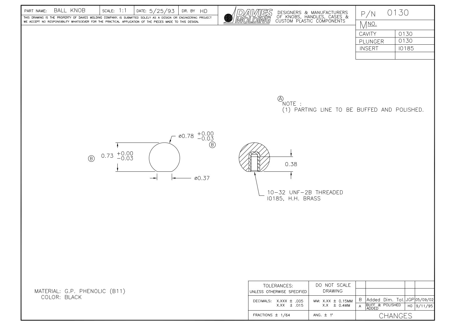 Davies Molding 0130 Reference Drawing