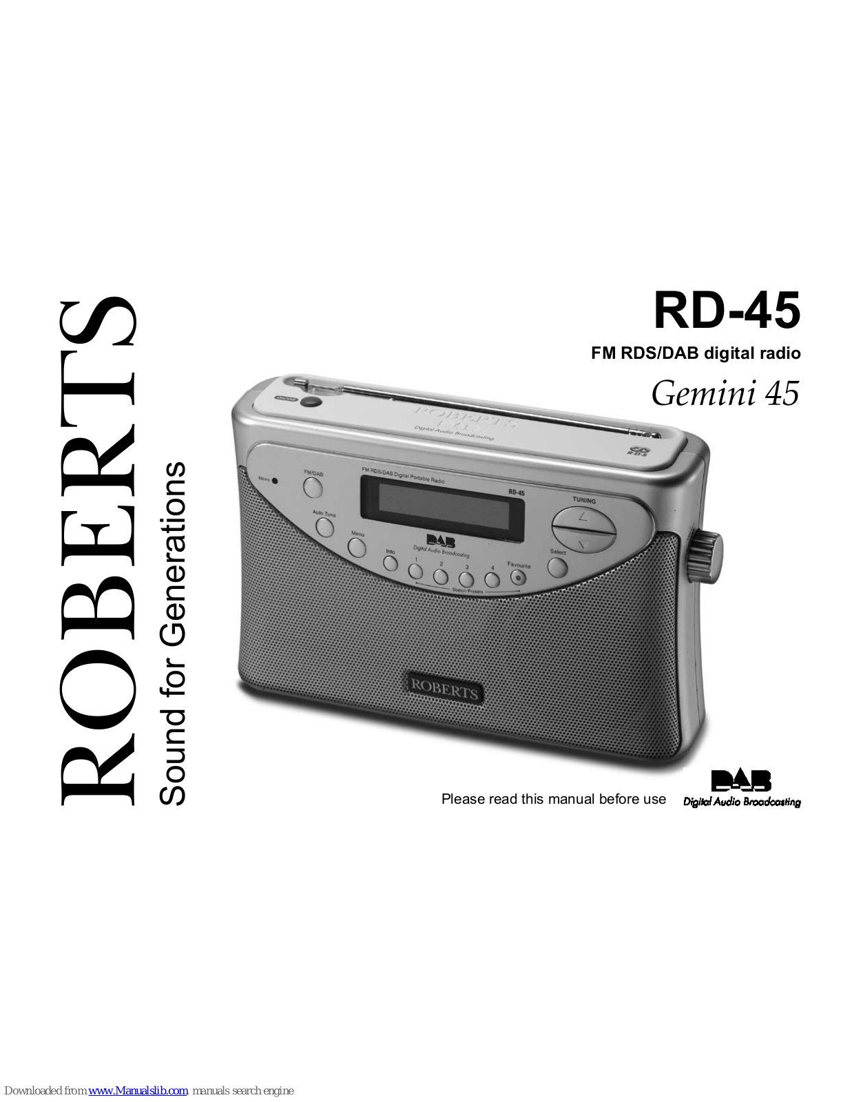 Roberts Gemini 45 RD-45, RD-45 User Manual