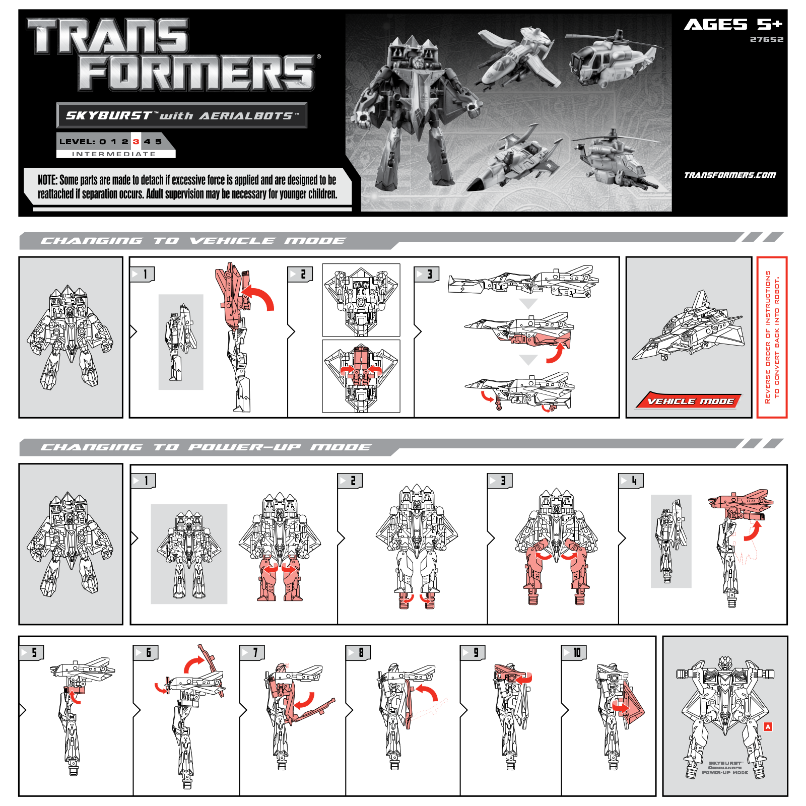 HASBRO Transformers Skyburst With Aerialbots User Manual