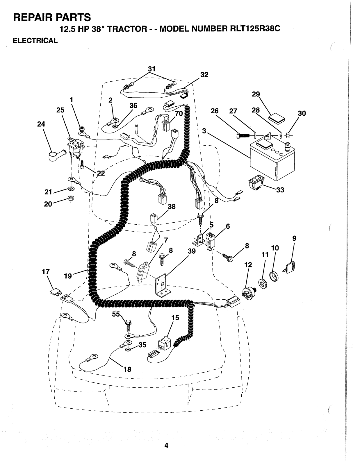 AYP RLT125R38C Parts List