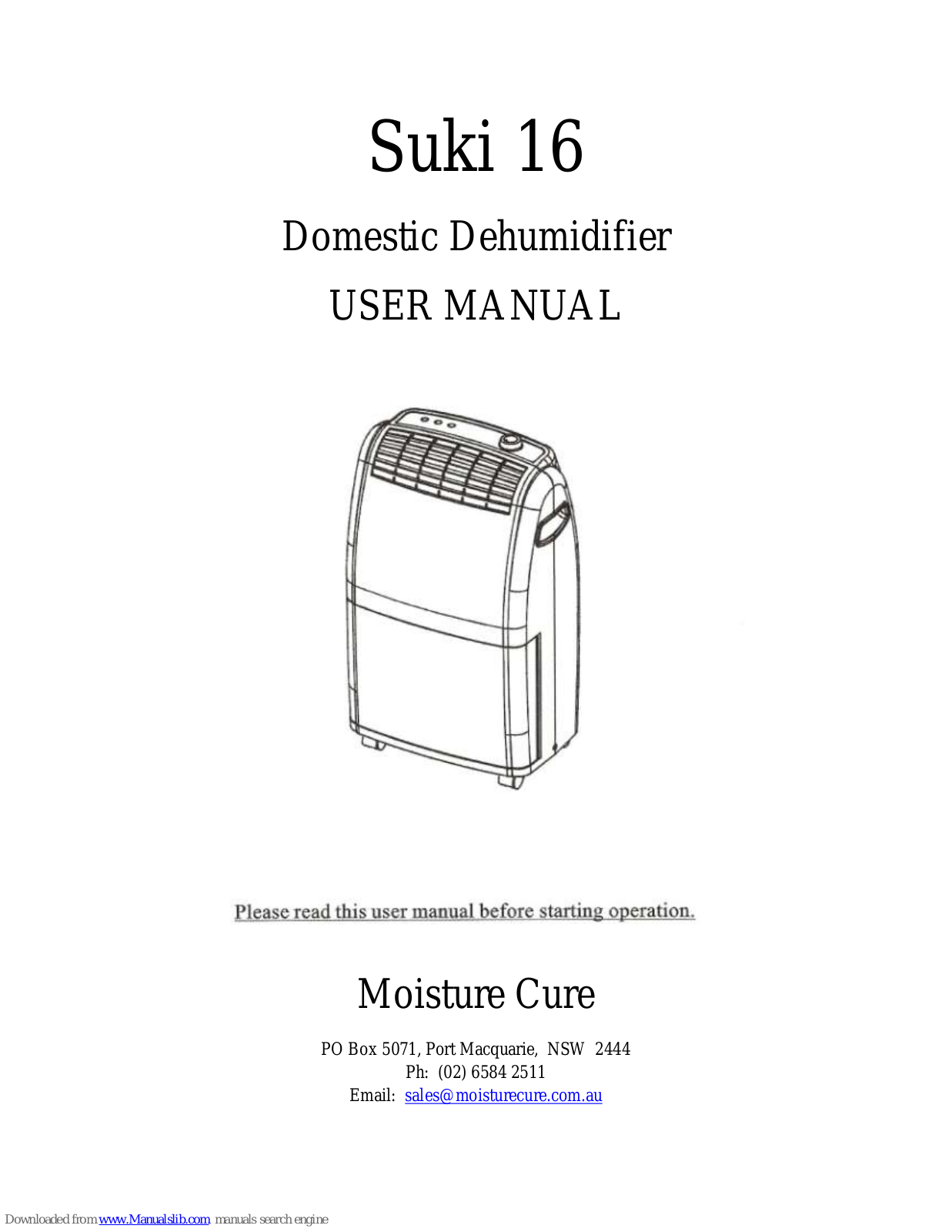 Moisture Cure Suki 16 User Manual