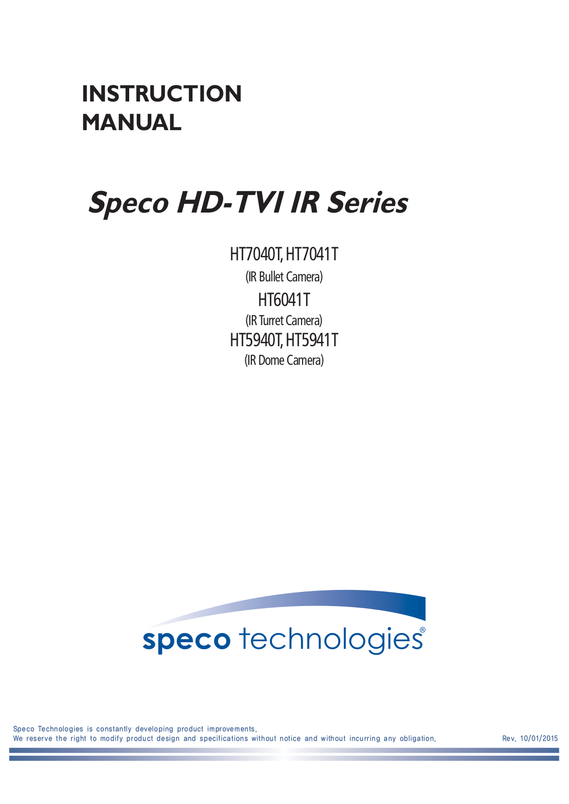 Speco HT7041T, HT7040T, HT6041T, HT5941T User Manual