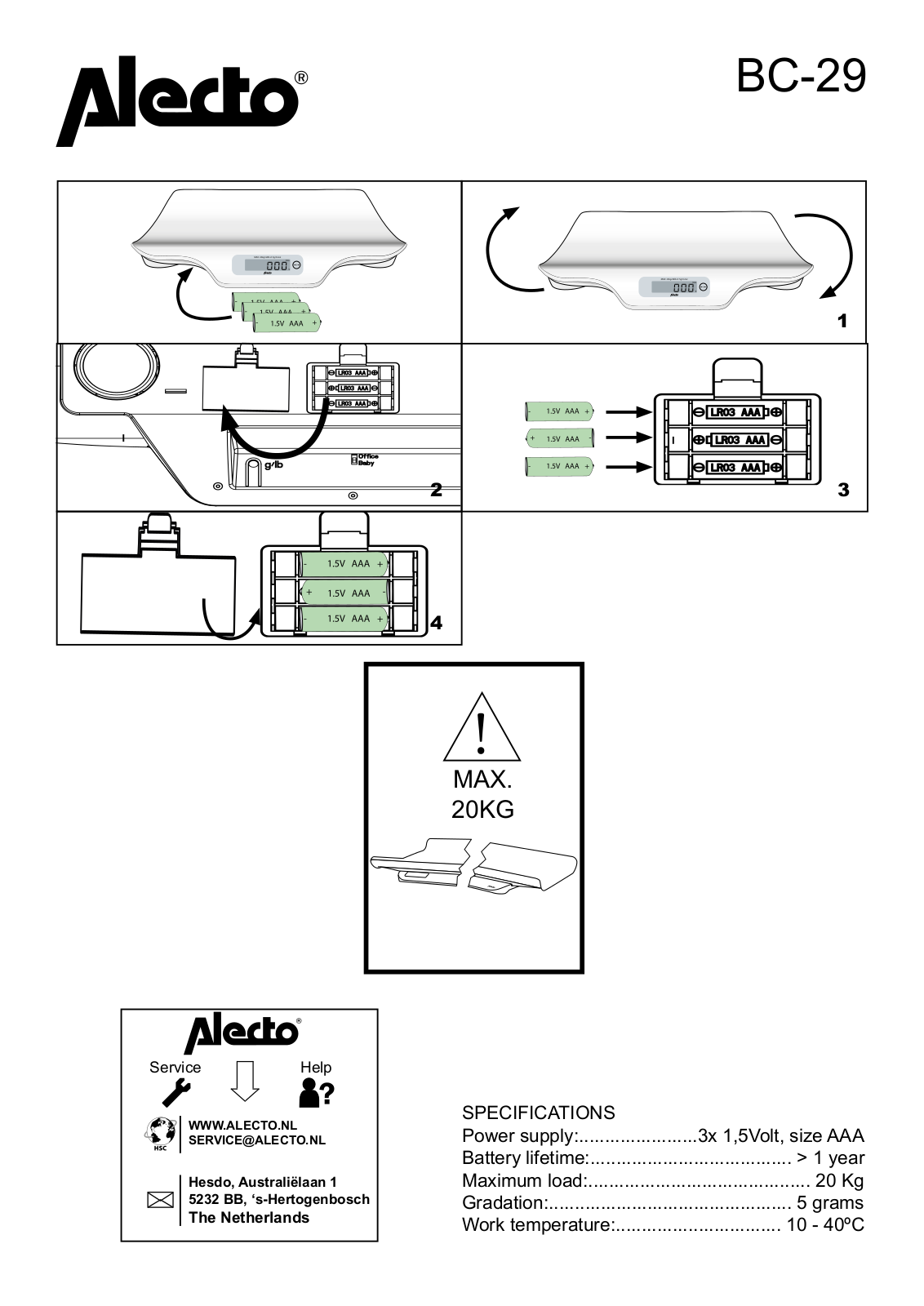 Alecto BC-29 User manual