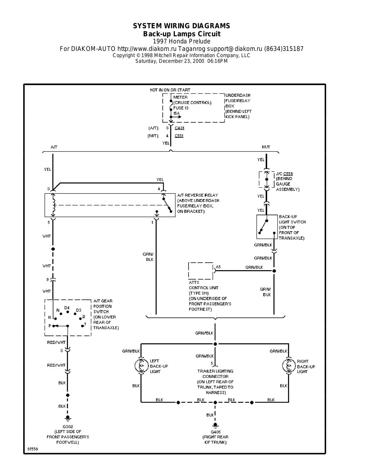 Honda Prelude 1997-1999 Wire Diagrams  17477