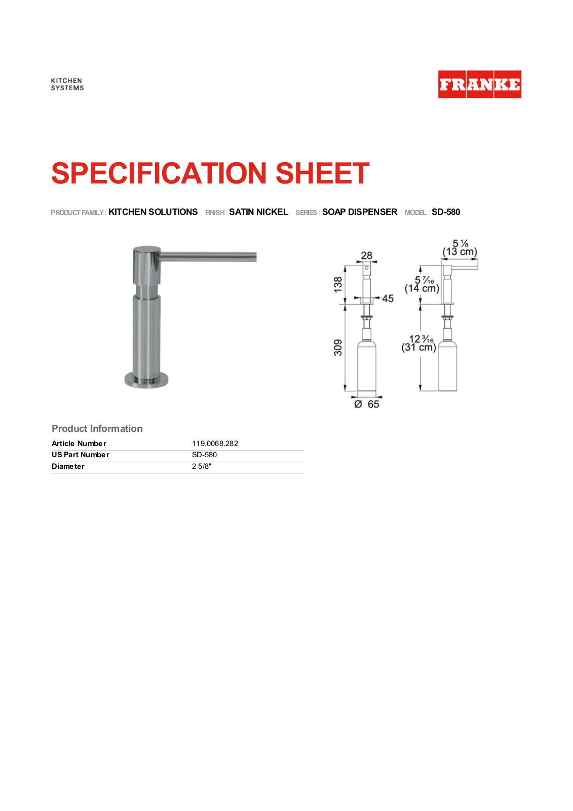 Franke Foodservice SD-580 User Manual