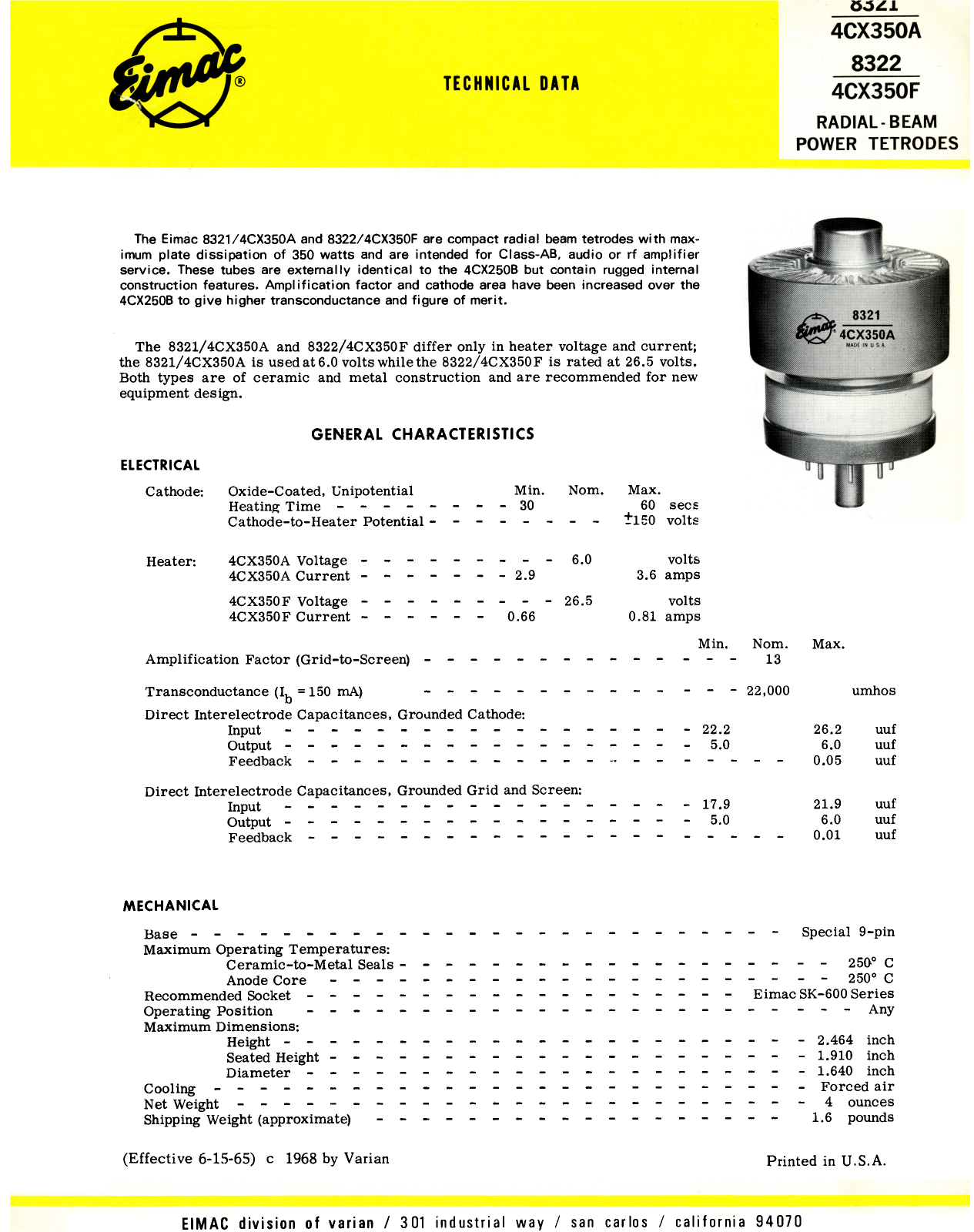 Datasheet 4CX350F Specification - ManualMachine.com