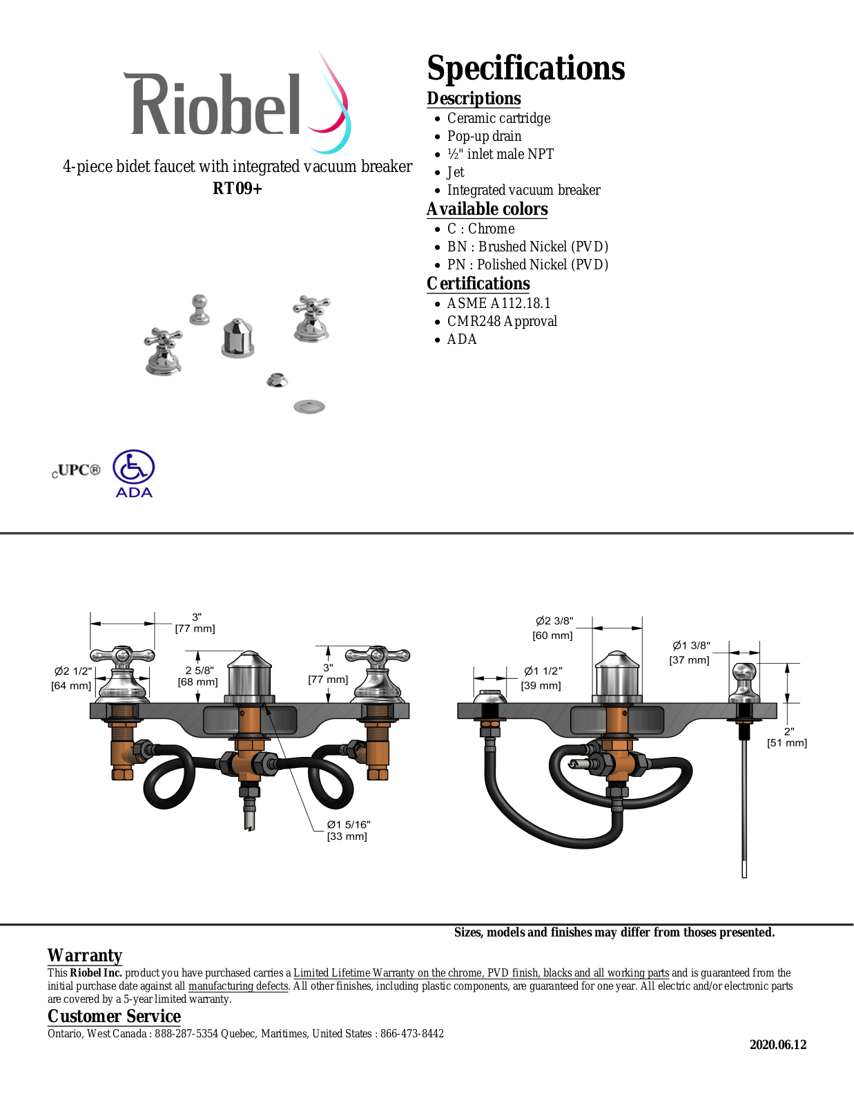 Riobel RT09PN, RT09BN, RT09C Specifications - ManualMachine.com