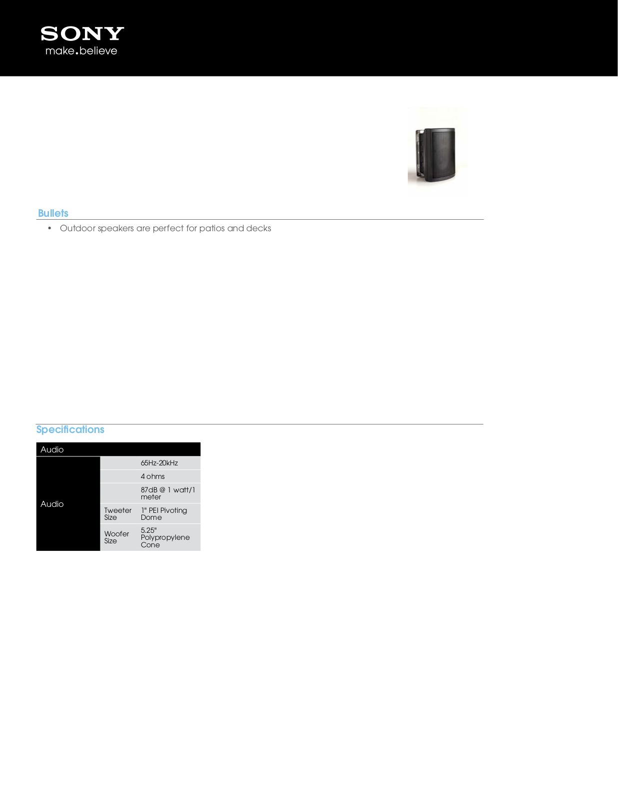 Sony CWS-OD100/B Specifications - ManualMachine.com